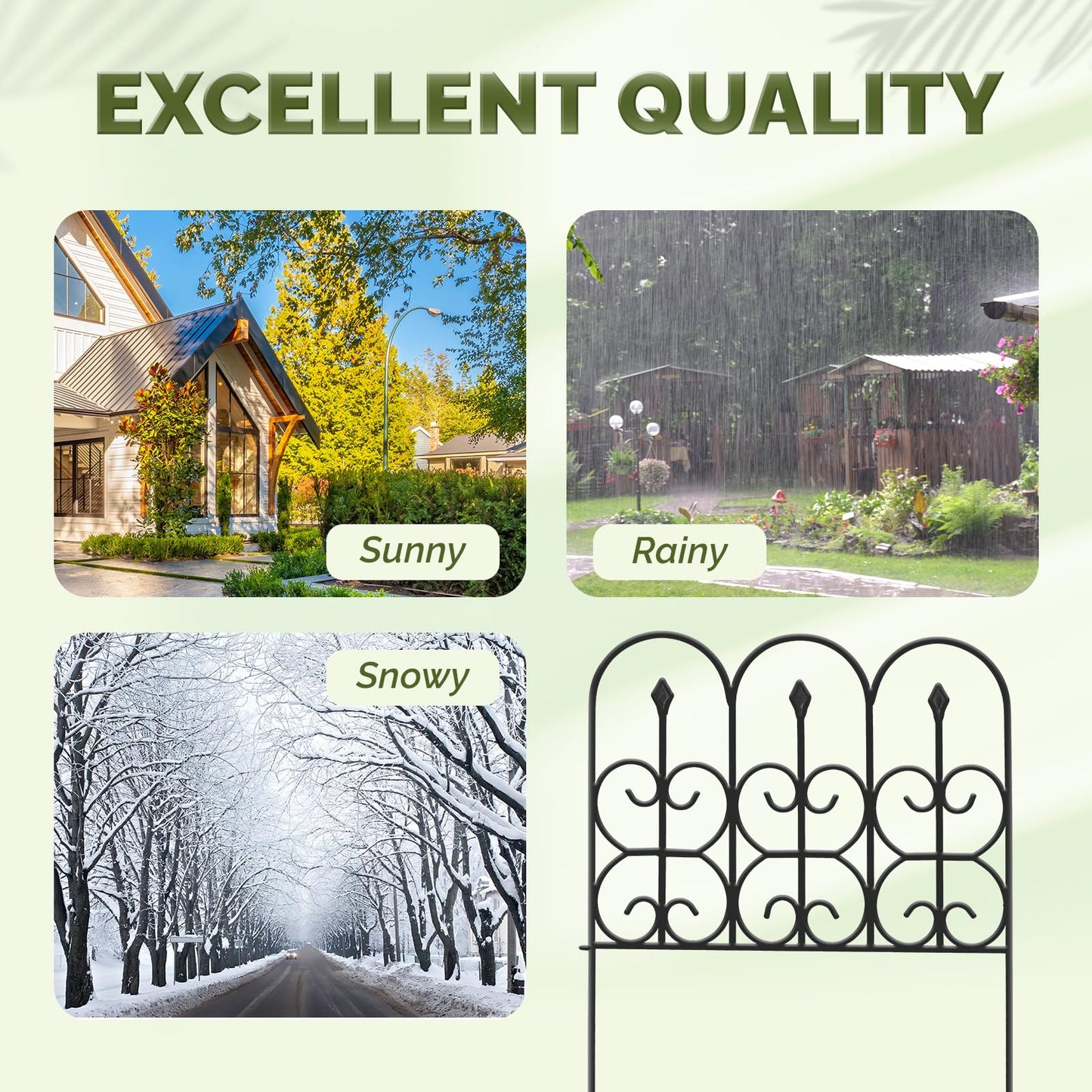 Idzo Heavy Duty Steel 32in x 10ft (5 Panels) Decorative Garden Fence, No Dig Decorative Fence, Rustproof Metal Garden Fence Border for Outdoor Yard Patio, Small Animal Barrier Fence for Dog Rabbit Pet
