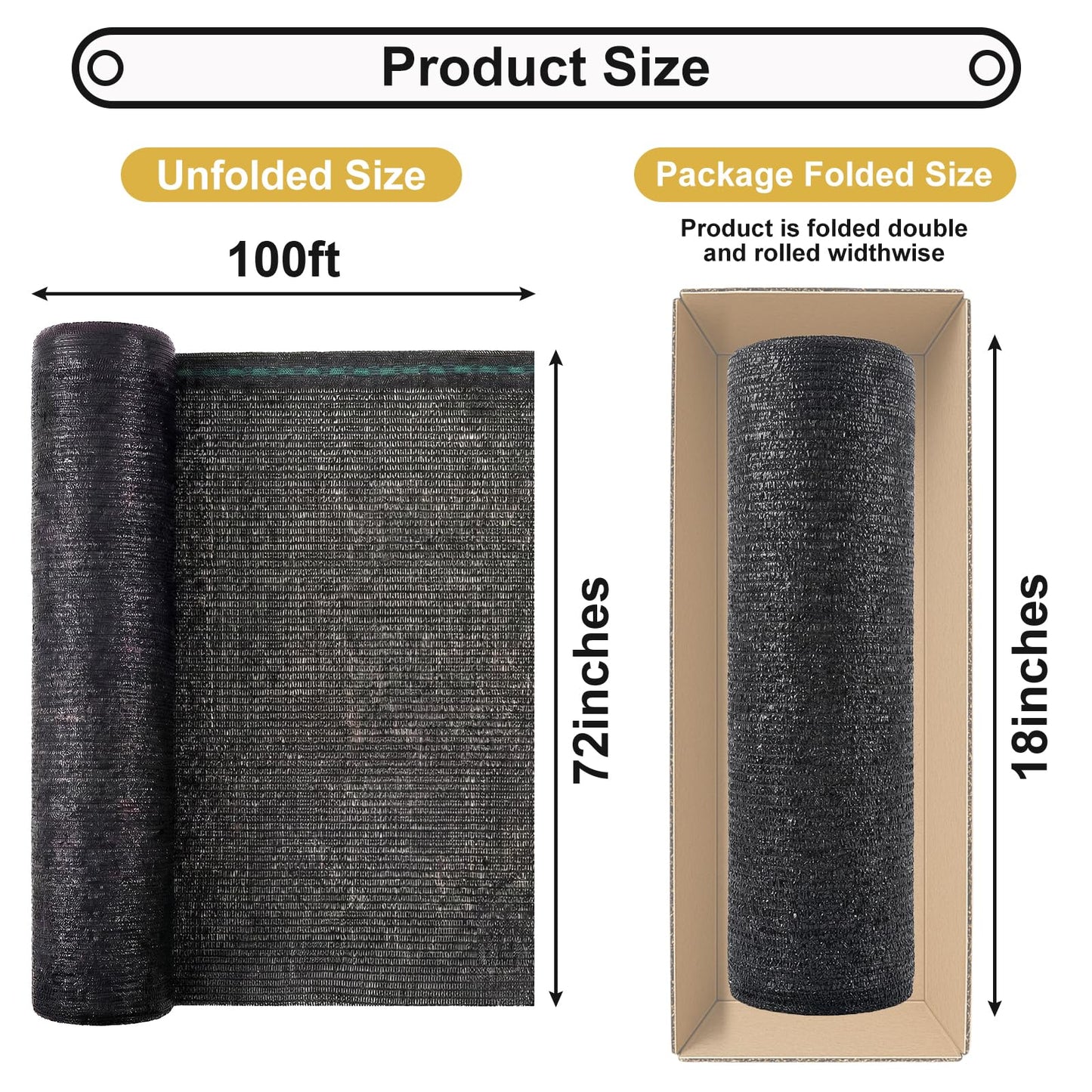 Shade&Beyond 50% Shade Cloth Roll 6 x 100 FT Sunblock Shade Mesh, UV Resistant Sun Shade Net for Garden, Greenhouse, Patio, Kennel, Black