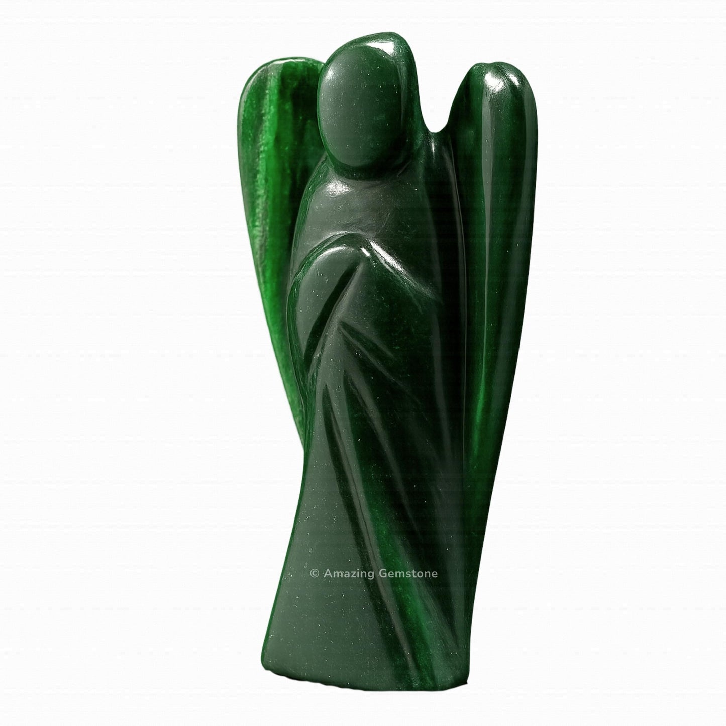 Amazing Gemstone Dark Green Aventurine Angel - Green Aventurine Crystal Angel and Pocket Guardian Angel Crystal Figurines (3 inches)