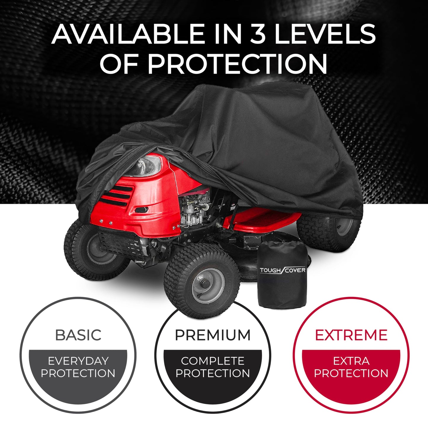 Tough Cover Riding Lawn Mower Cover - 90x56x59 in Black - Waterproof Protection for Zero Turn Mowers - UV & Snowproof Shield for Outdoor Storage - Drawstring Strap & Dust Guard for Tractor Accessories