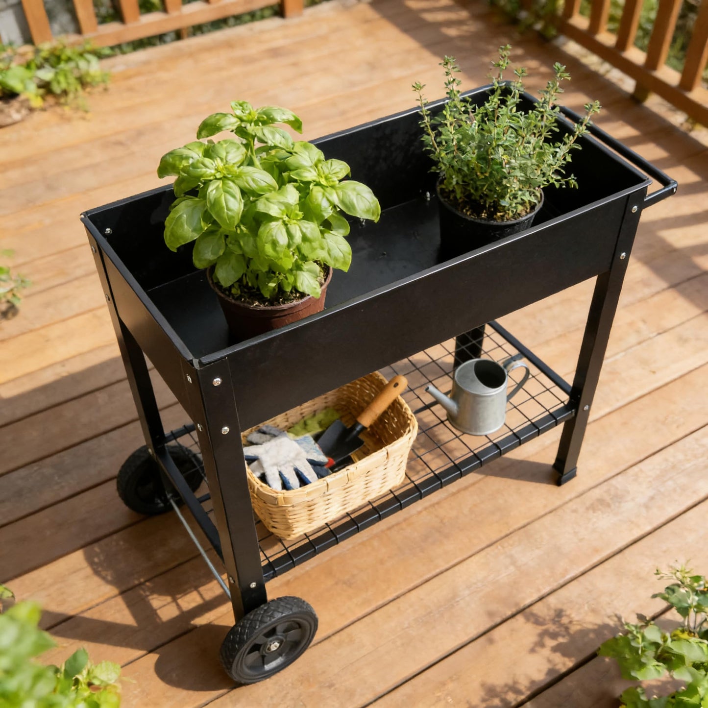 CNEIESD 32" Tall Raised Garden Bed Outdoor with Wheels, 16.7" W Planter Box, 400LBS Capacity,Elevated Planter Box on Wheels for Indoor/Outdoor Vegetables, Herbs & Flowers