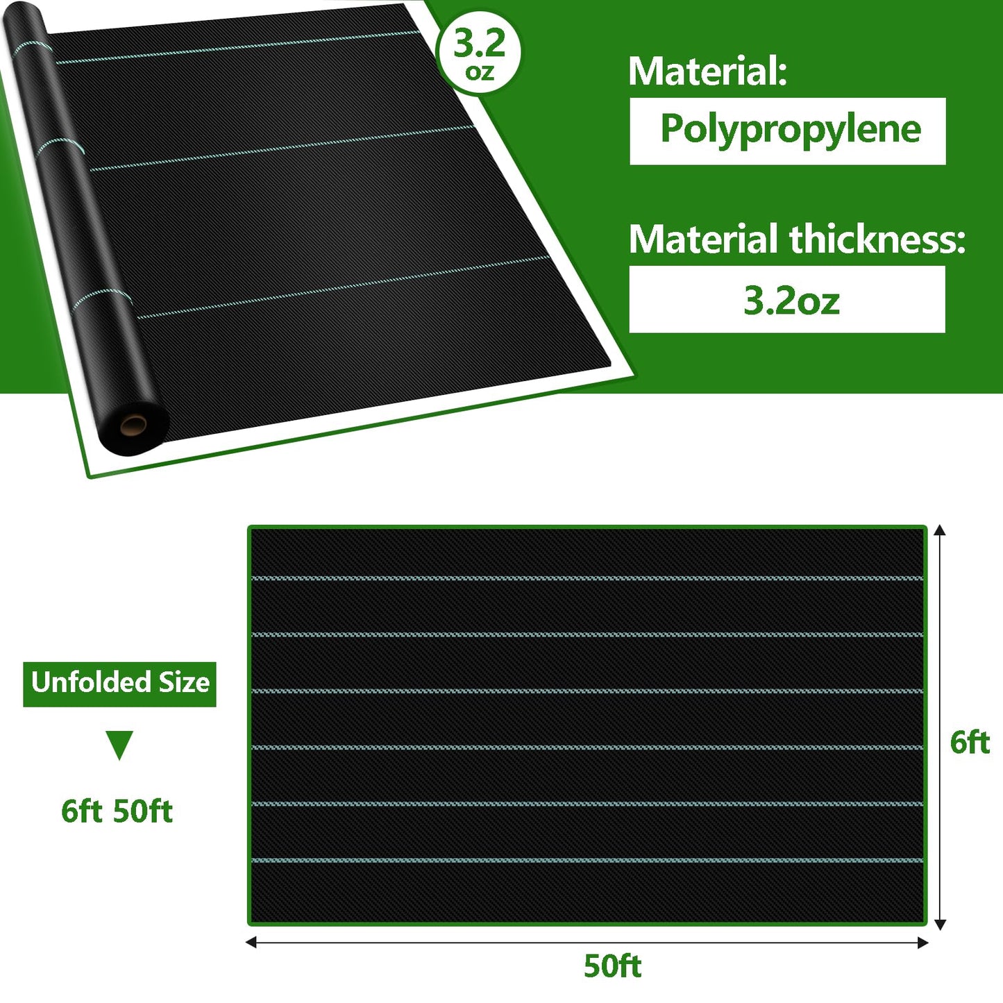 Flysogan 6ft×100ft Garden Weed Barrier Fabric Heavy Duty Landscape Fabric with Superior Permeability Easy Set up Weed Control Ground Cloth