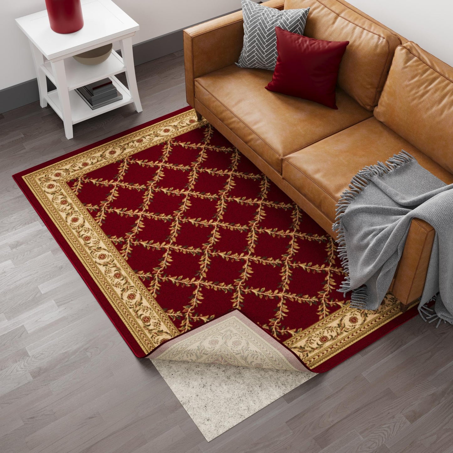 Ottomanson Non Slip Rug Pad Grip 3x23 1/8 Thick, Protection for Any Flooring Surface, Keep Your Runner Rug and Area Rugs in Place, 2'7" x 23', Beige