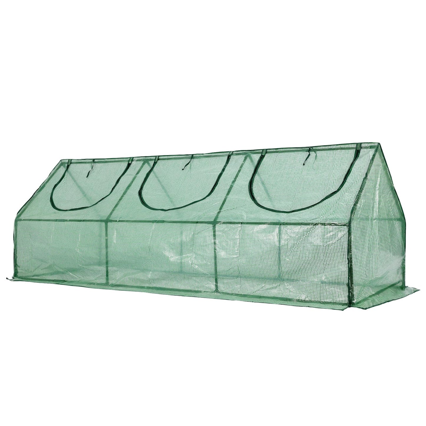 Aoodor 9 x 3 x 3 ft Mini Greenhouse with 3 Zipper Doors, Water-Resistant, UV-Protected for Flowers, Vegetables, and Herbs, Green