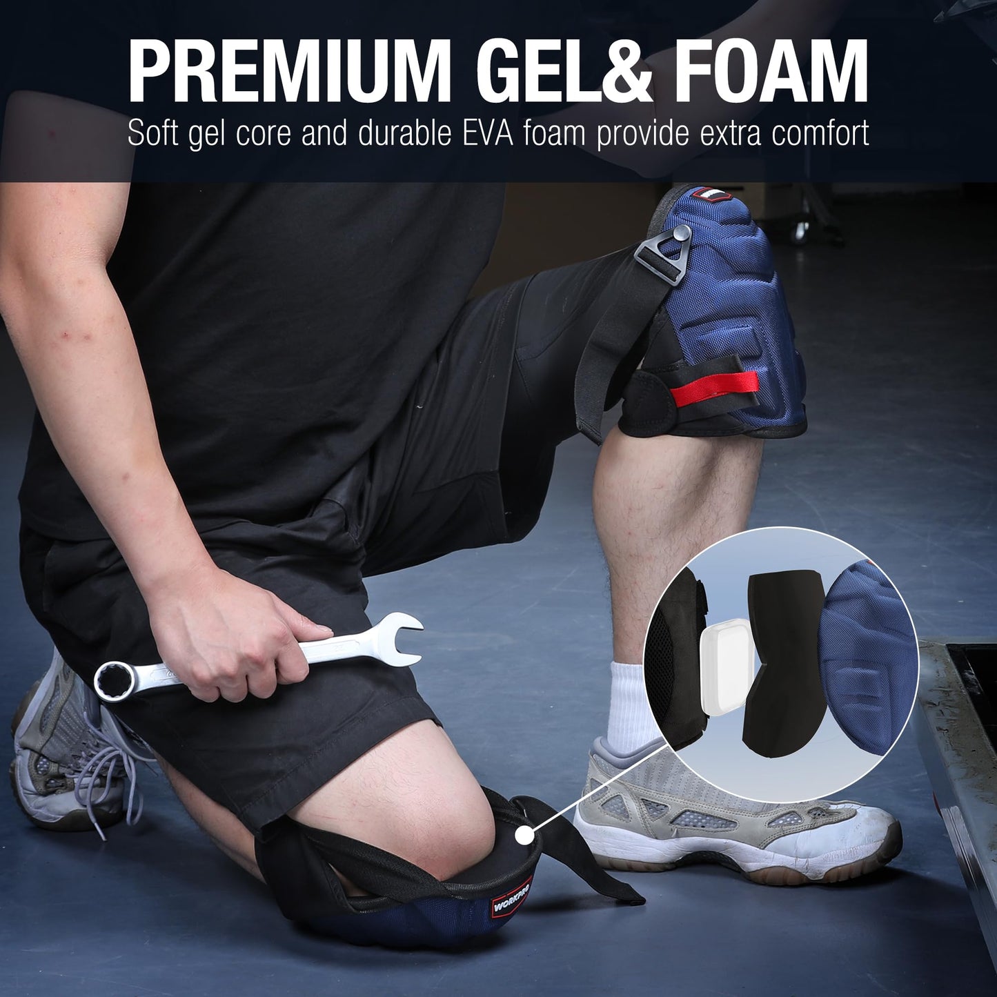 WORKPRO Knee Pads for Work, Construction Knee Pads, Safety Kneepads with Ergonomic Gel Cushion and Foam Padding for Gardening, Carpentry, Welding, Roofing, Cleaning