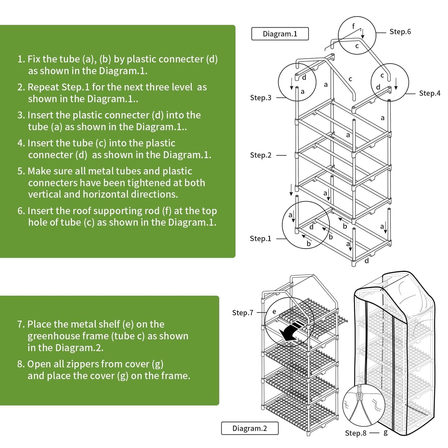 Kelived 4 Tier Mini Greenhouse - Portable Indoor Outdoor Green House with 24lbs Per Shelf, Durable PE Cover & Tool-Free Assembly for Garden Balcony Patio Backyard