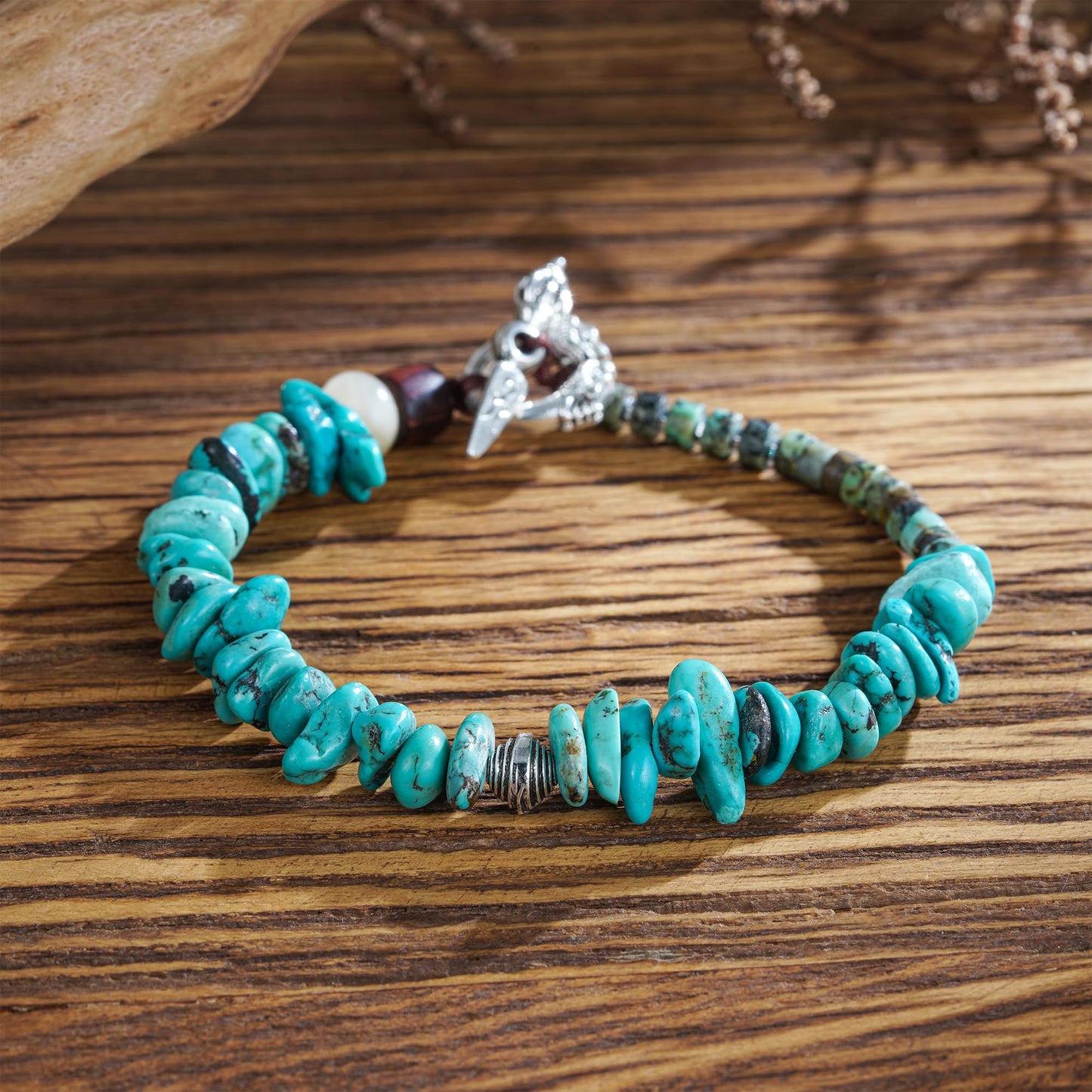 Plumiss Boho Turquoise Bead Bracelet for Women Natural Stone Beaded Bracelets Jewelry for Gift