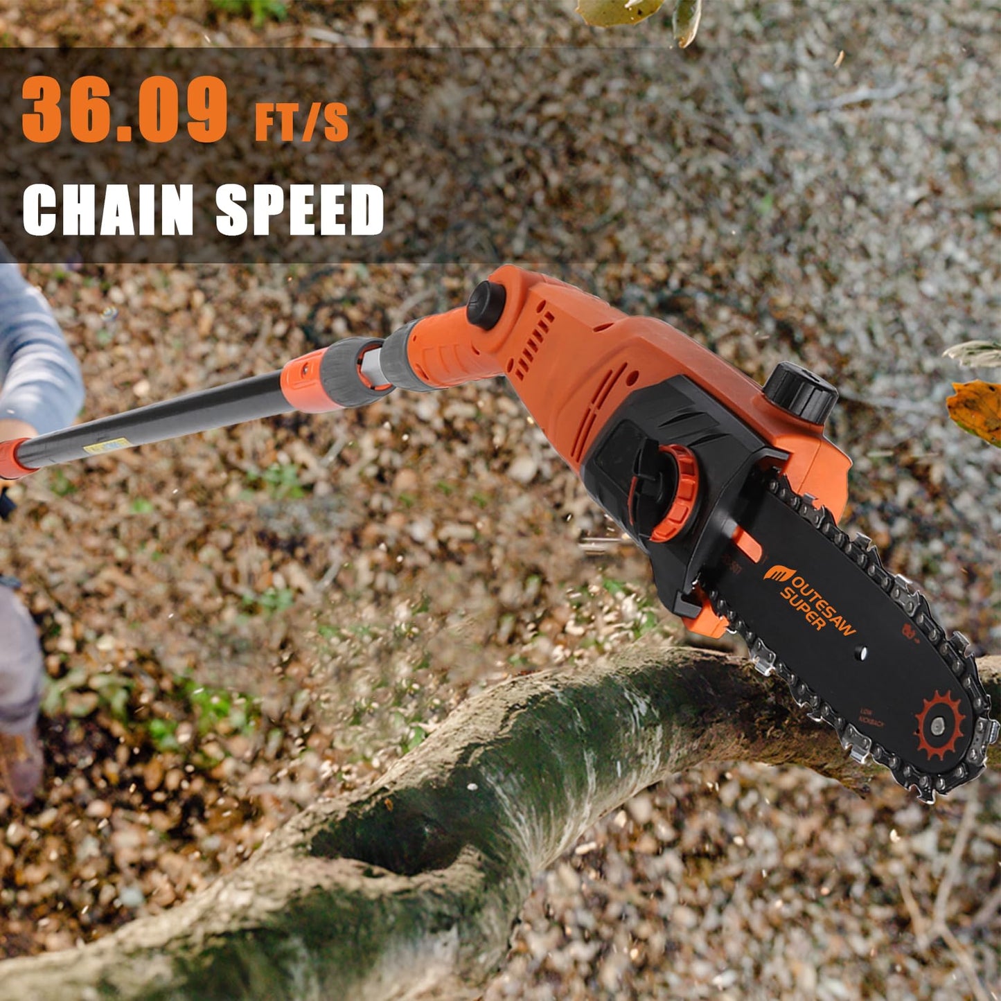 OUTESAWSUPER Electric Pole Saw for Tree Trimming 8-Inch Corded Telescoping Power Pole Saw Adjustable Head Pole Chainsaw for Tree Trimming Courtyard Household