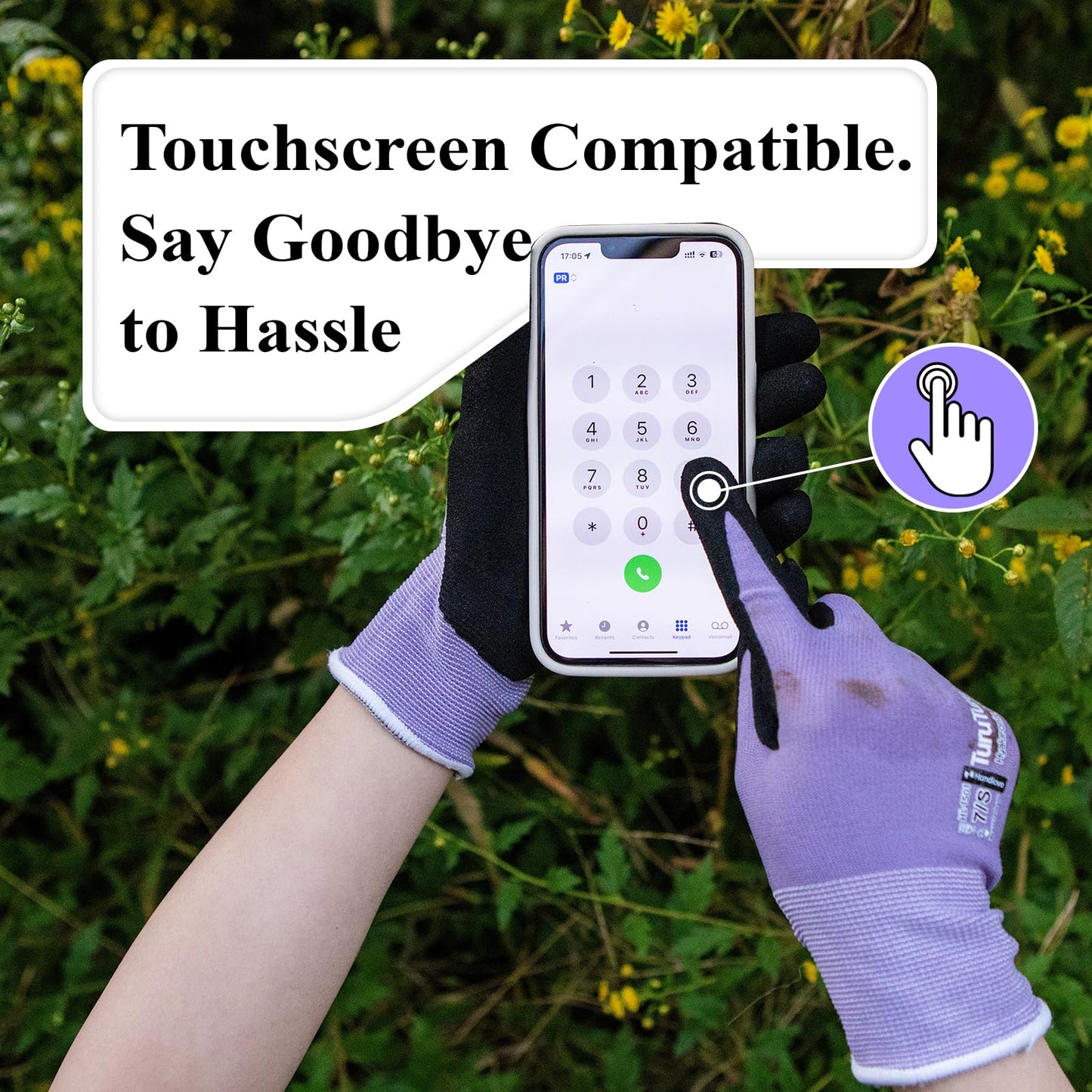 HandLove Gardening Gloves for Women, 2 Pairs, Hyaluronic Acid Moisturizing Gloves, Breathable Nitrile-Coated Grip, Latex-Free Touchscreen, for Weeding, Planting & Yard Work, Large, Pink&Green