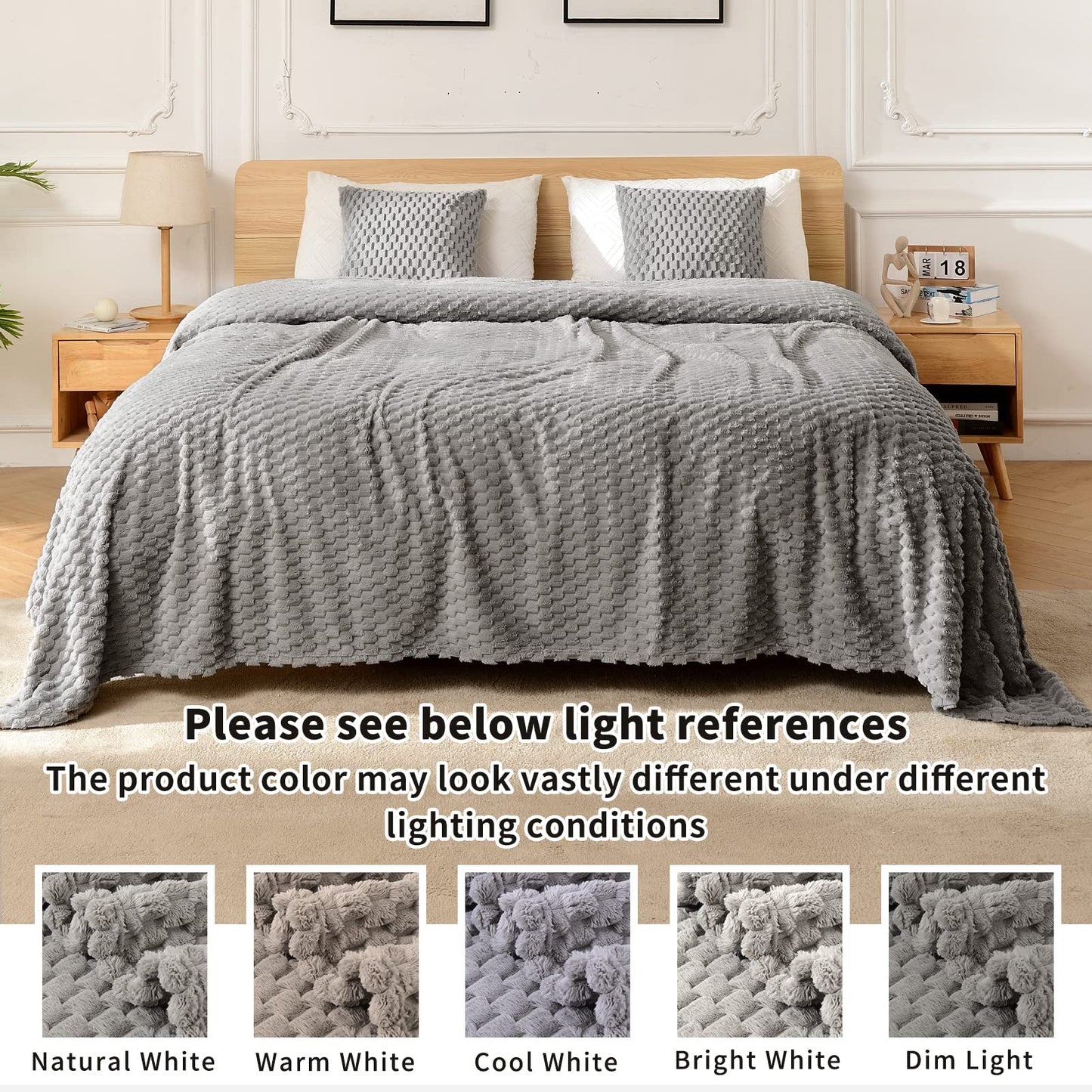 FY FIBER HOUSE Fleece Throw Blanket for Couch 300GMS Super Soft Plush Fuzzy Blankets and Throws for Sofa Bed Office, 40x50 Inches, Light Grey