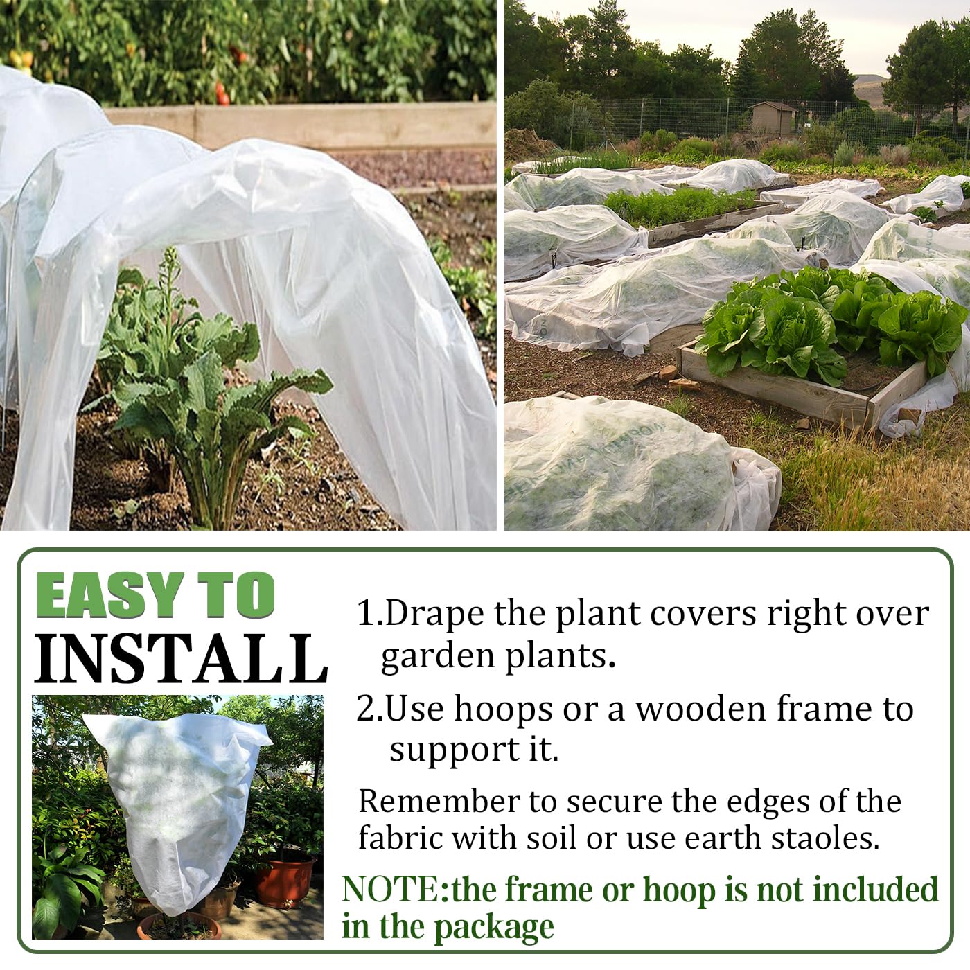 Tilvex Plant Covers Freeze Protection 7 x 100 Ft, Thick Frost Cloth for Outdoor Plants, Winter Plant Blankets and Frost Covers for Garden Frost Protection, Floating Row Cover