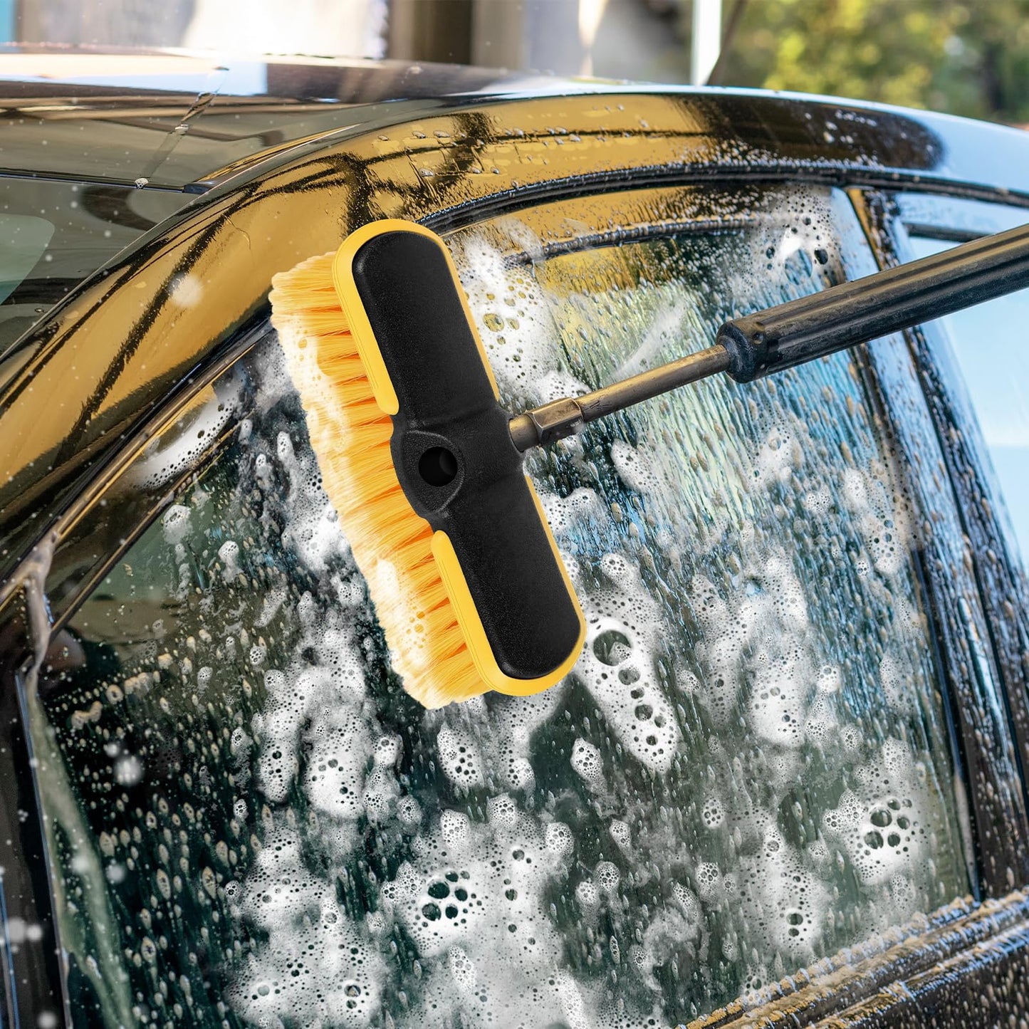 10 Inch Car Wash Brush Head, Scrub Brush Attachment for Long Handle Extension Pole,Outdoor Broom and Scrubbing Brush for Cleaning Window, Wall, House Floor, Deck, Patio, Car (10inch Brush-4Pack)