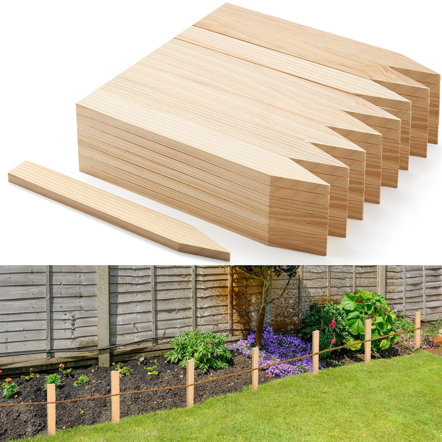 Colingmill 48 Pieces Wooden Garden Stakes 12 Inch Grade and Survey Stakes Wooden Garden and Sign Posts for Plant Support Silt Fence Yard Farm Survey Boundaries Baselines