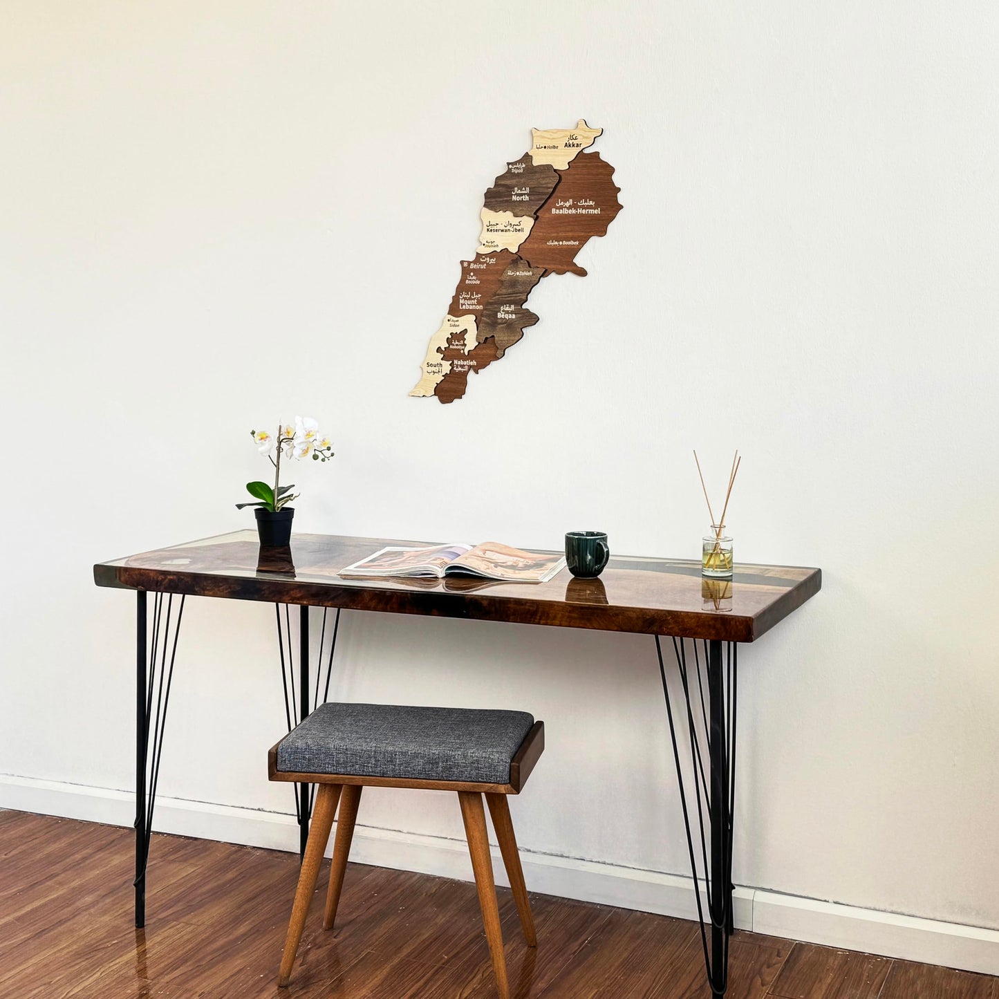 3D Lebanon Wooden Country Map Wall Art, Wooden Wall Art of Lebanon, Traveler Wall Decor with Pins, Ideal for Home, Office, Housewarming Gift for Lebanese (35.4" x 29.1"| 90 x 74 cm)