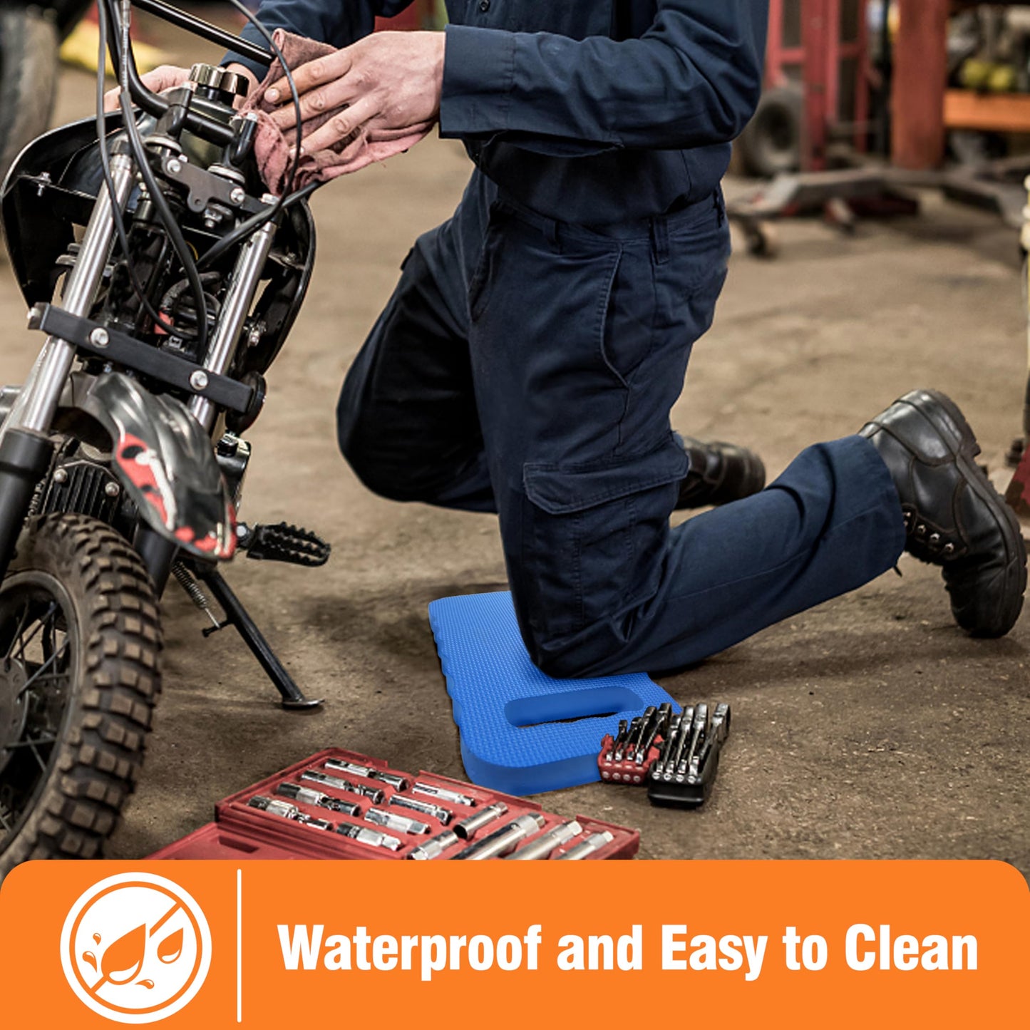 Gardzen Garden Kneeling Pad - for Gardening, Baby Bath, Yoga, Pilates, Exercise, 16"x8"x1", Blue