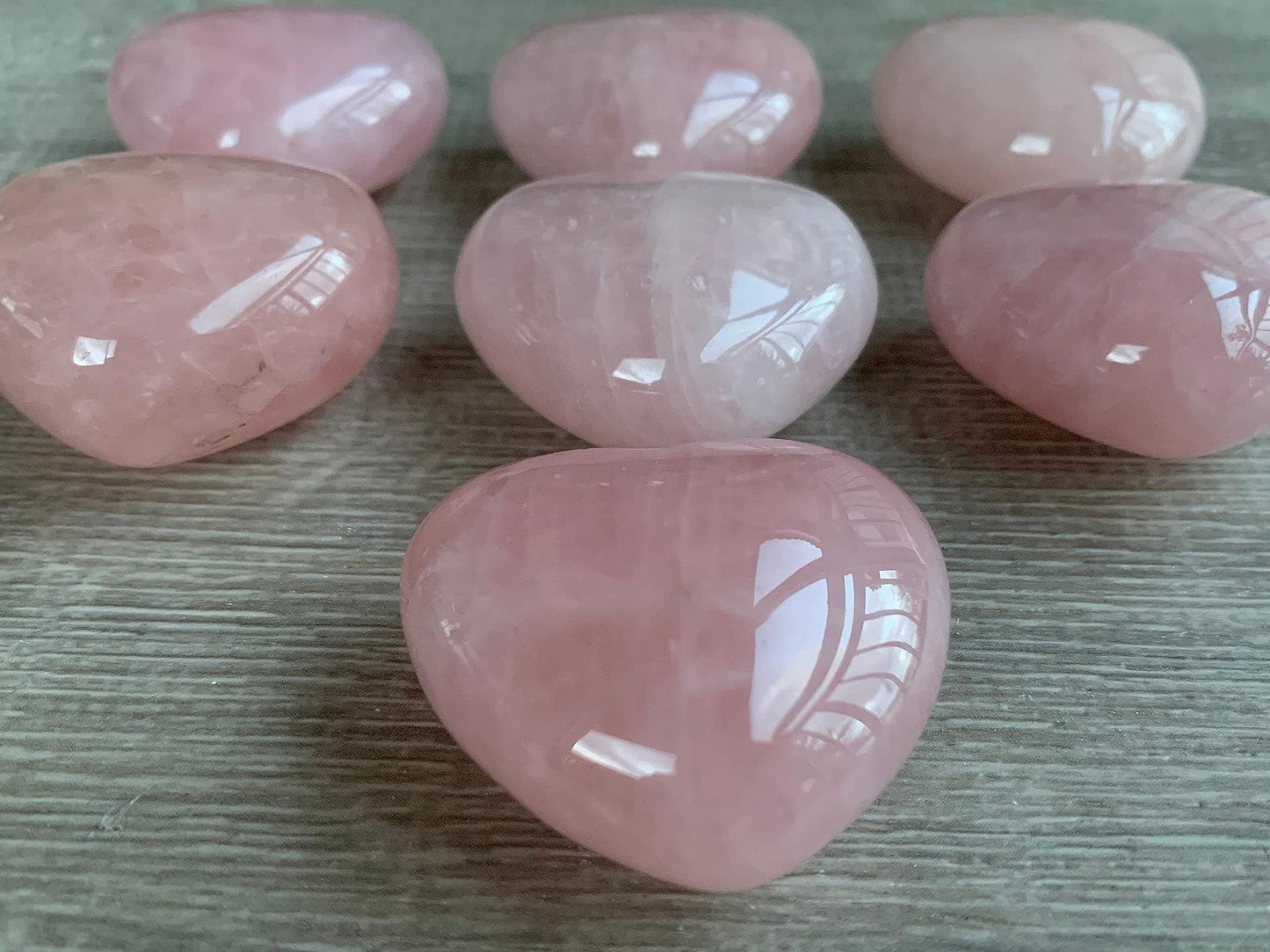 GAF TREASURES Rose Quartz Gemstone Hearts, Polished Rose Quartz Puffy Hearts, Rose Quartz Crystal Palm Stone, Rose Quartz Healing Crystal Hearts (1 Heart)