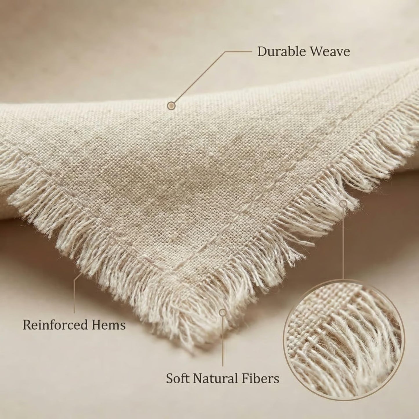 ACCENTHOME Natural Cotton Linen Napkin Set of 12 18x18 inch Dinner Napkins - Washable Soft Premium Hotel Quality Reusable Hemmed Edges Napkins Perfect Table Linens for Family Dinners, Weddings