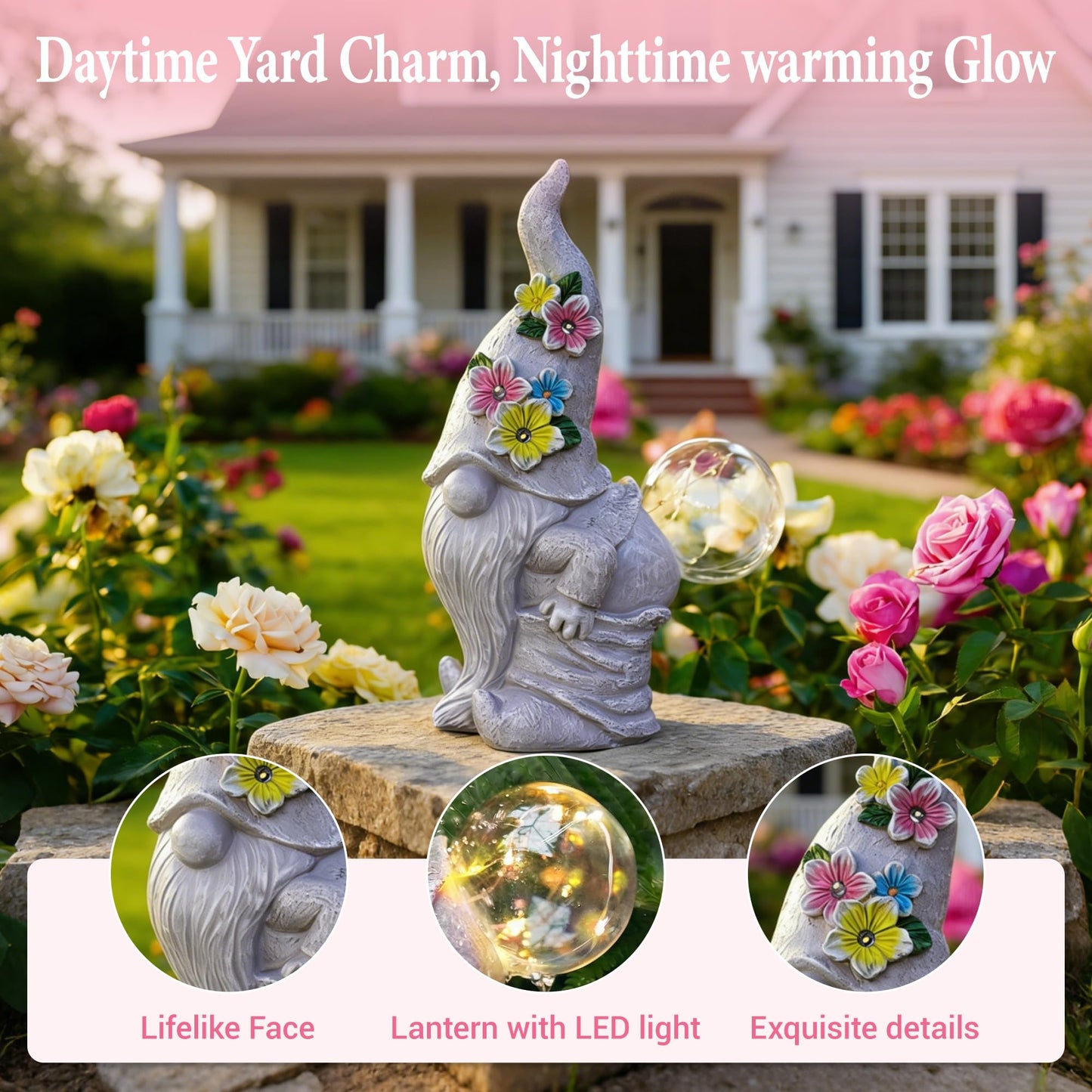 Acgarten Solar Funny Garden Gnome Statue: Outdoor Sculpture Lights for Yard Lawn Porch Balcony Patio Home Decor - Mothers Day Gifts for Mom Women Grandma