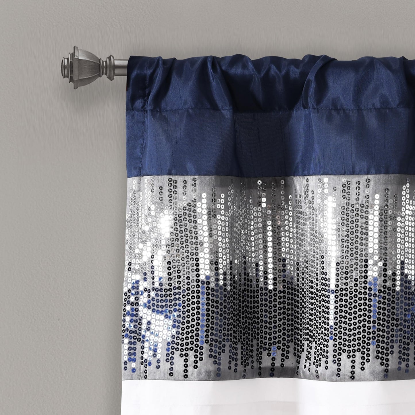 Lush Decor Night Sky Sequins Valance Curtain Single, 52"W x 18"L Navy & White - Kitchen Curtains Valances For Windows - Bathroom Curtains Window