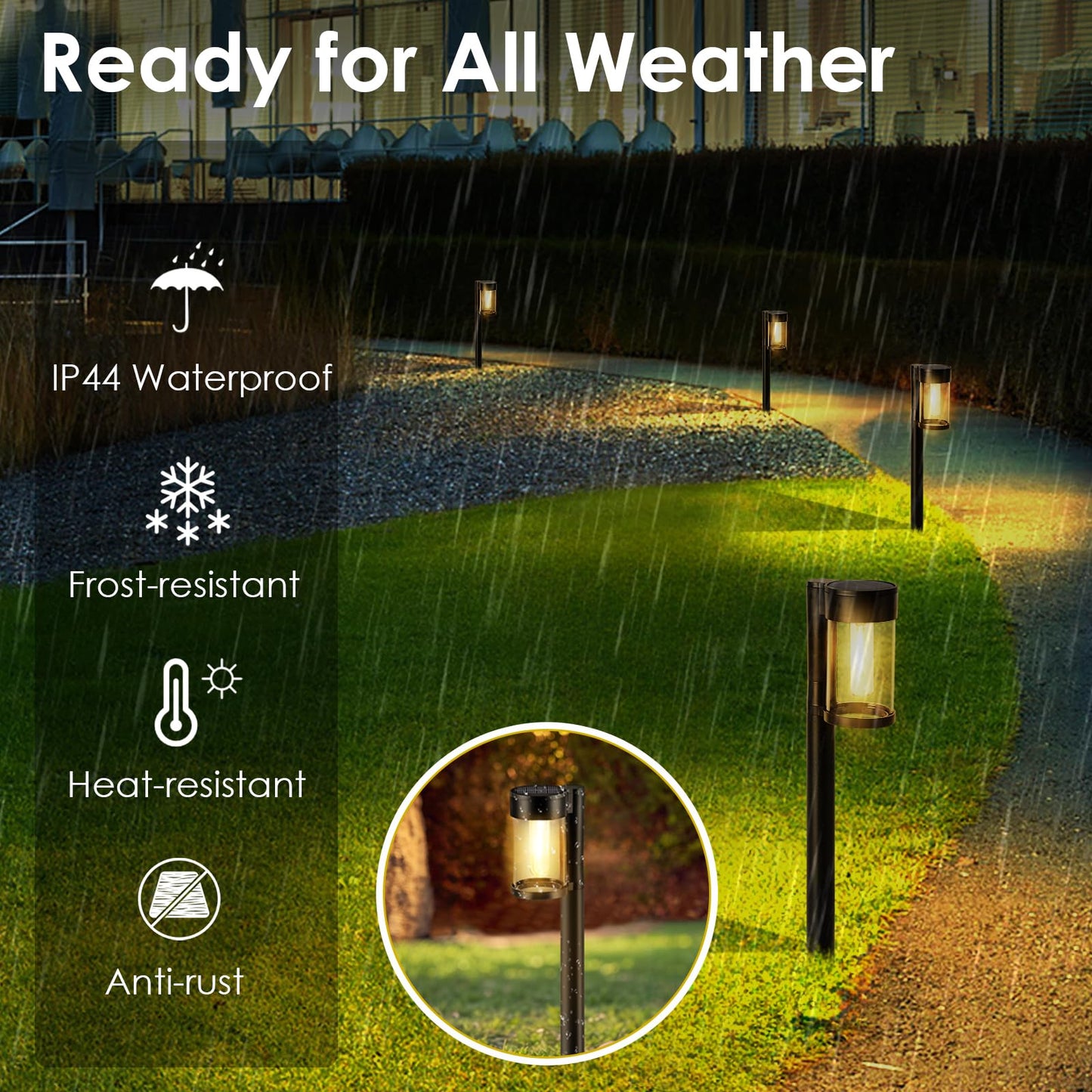 Mancra Solar Pathway Lights Outdoor, 10 Pack Metal & Glass Solar Lights Outdoor Waterproof Landscape Path Lights for Yard Walkway Garden Decor, Warm White