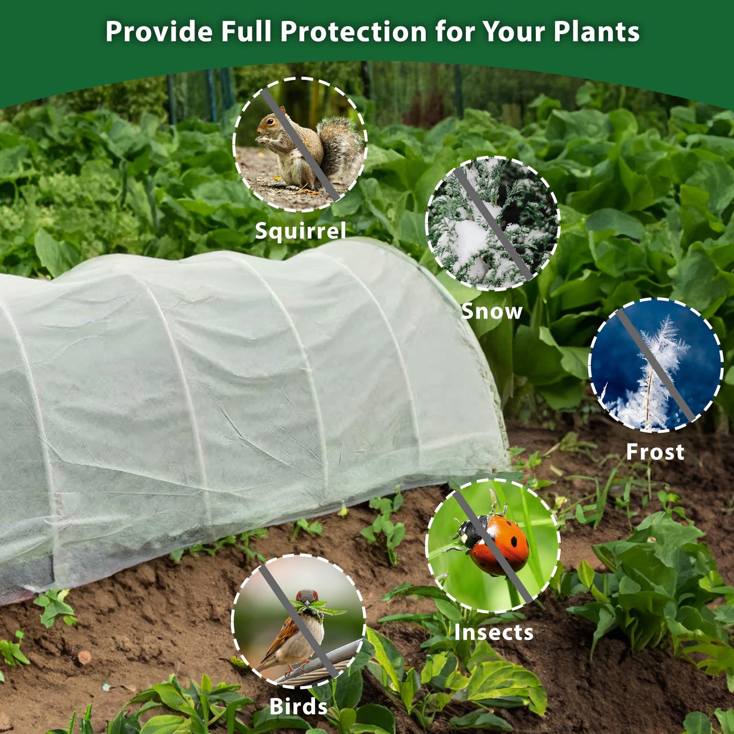 Hyxanons 10 * 50FT Plant Covers Freeze Protection, 1.06 oz/yd² Large Thick Floating Row Cover Fabric for Winter Frost Protection, White Blanket Cloth for Outdoor Garden Vegetables in Cold Weather