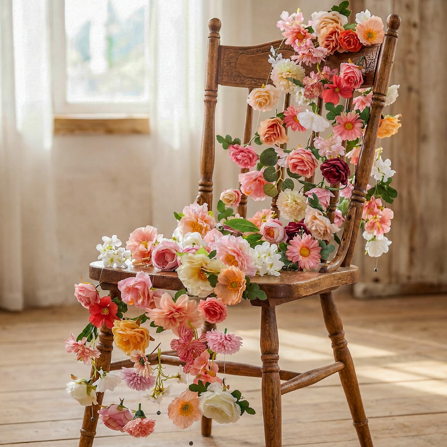 Suncalla 12 Pcs 70.8 ft Flower Garlands Hanging Artificial Wildflower Vine Decor from Ceiling Floating Floral Backdrop Silk Fake Flower Garland for Wedding Home Garden Wall Arch(Blossom)