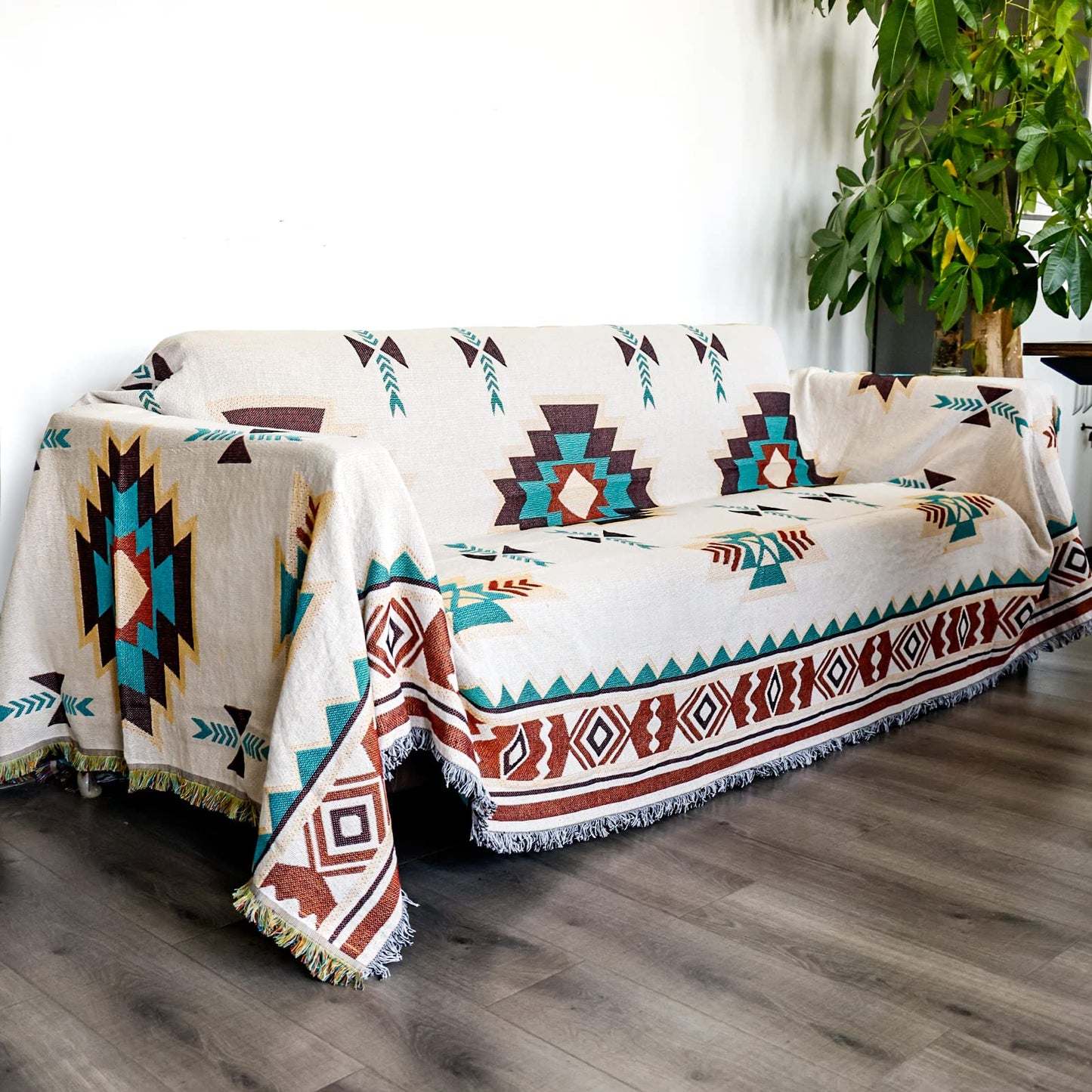 VIEWAN Couch Throw Cover- Reversible Soft Sofa Blanket-Bohemian Couch Slipcovers-Decorative Oversize Towel Protector for Pets, Kids (Large)