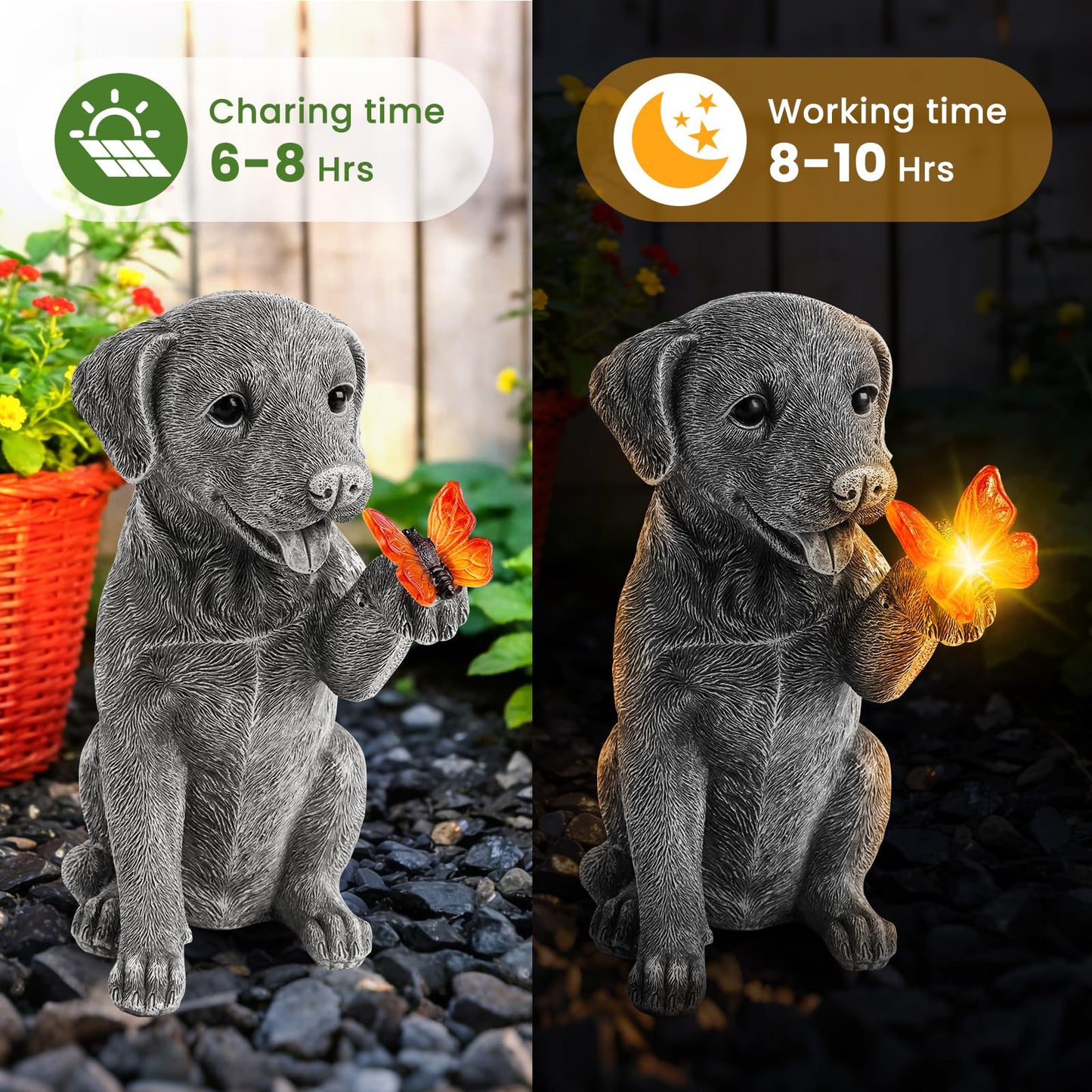 Solar Garden Statues Outdoor Decor, Garden Decor Dog Statue for Yard, Patio, Lawn Outside, Ideal Christmas Birthday Mothers Day Gifts for Mom Women Grandma