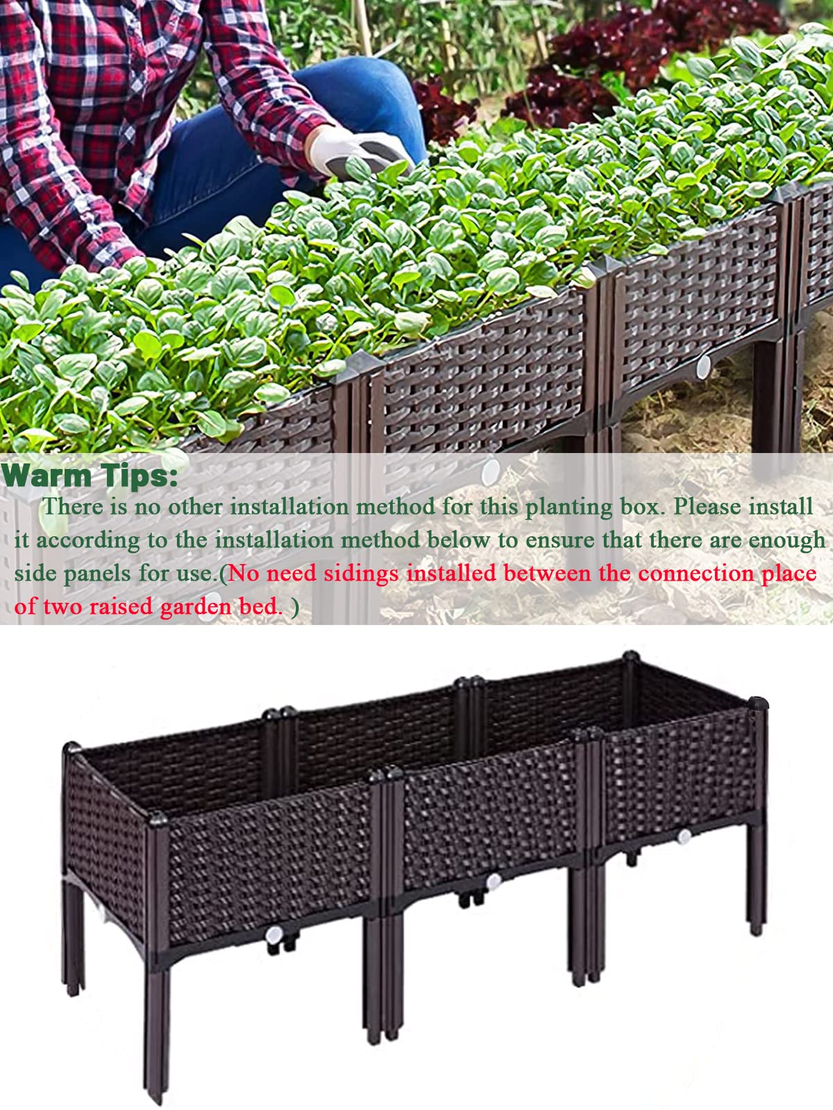 Kalolary 3 Sets Raised Garden Bed Elevated Garden Bed with Legs Patio Plant Boxes Vegetable Flowers Planting Raised Container for Indoor Outdoor Plant Fence Balcony Yard Gardening Supplies