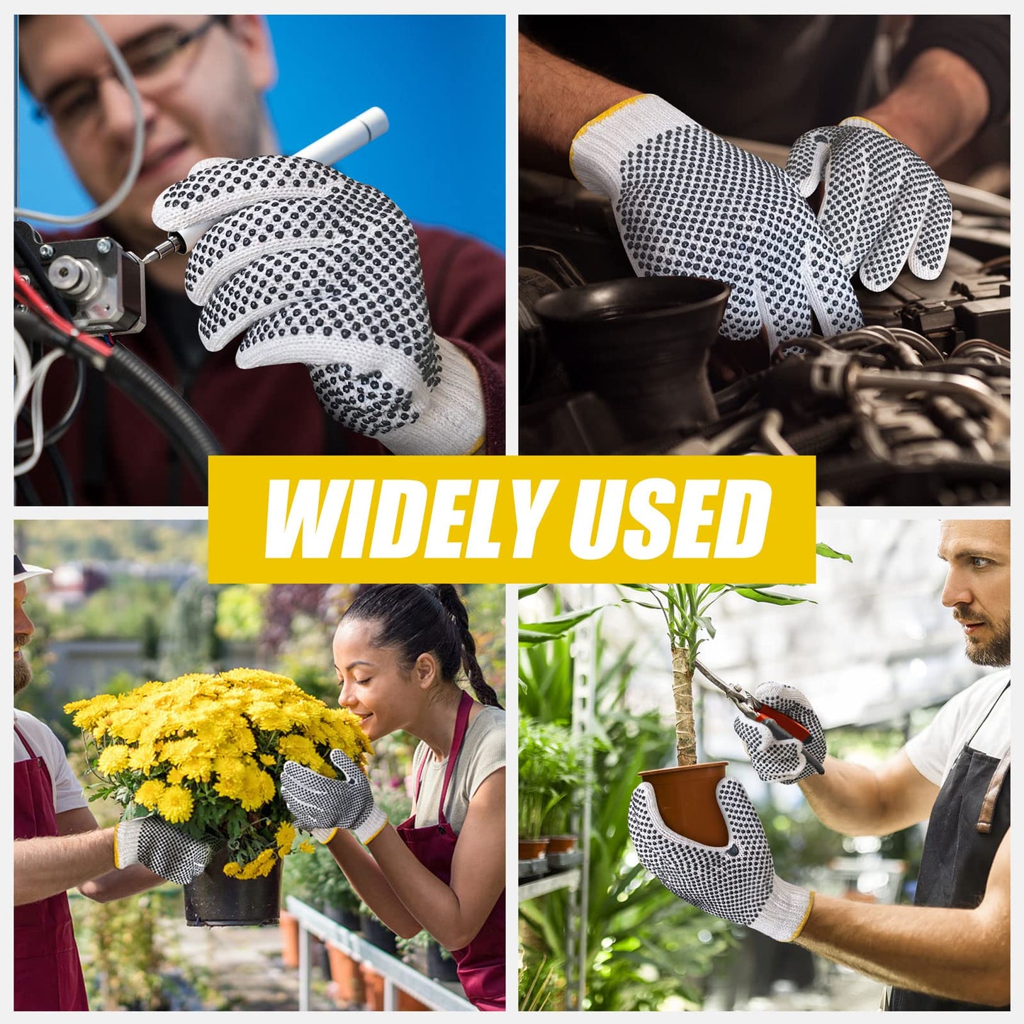 GSAFEME Safety Work Gloves 12 Pairs Cotton with Anti-Slip Grip Dots for Construction,Warehouse Lifting,House Moving