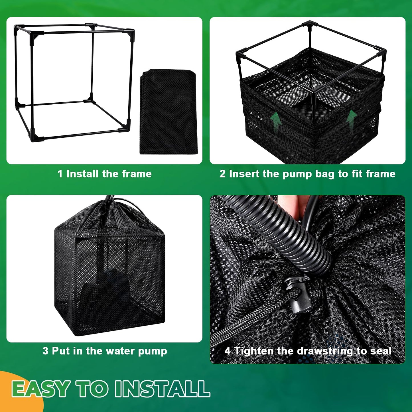 OUMEE Pump Filters Bag, Pond Barrier Bag Large Pump Mesh Bags for Outdoor Water Koi Fish Ponds (12.2 in)