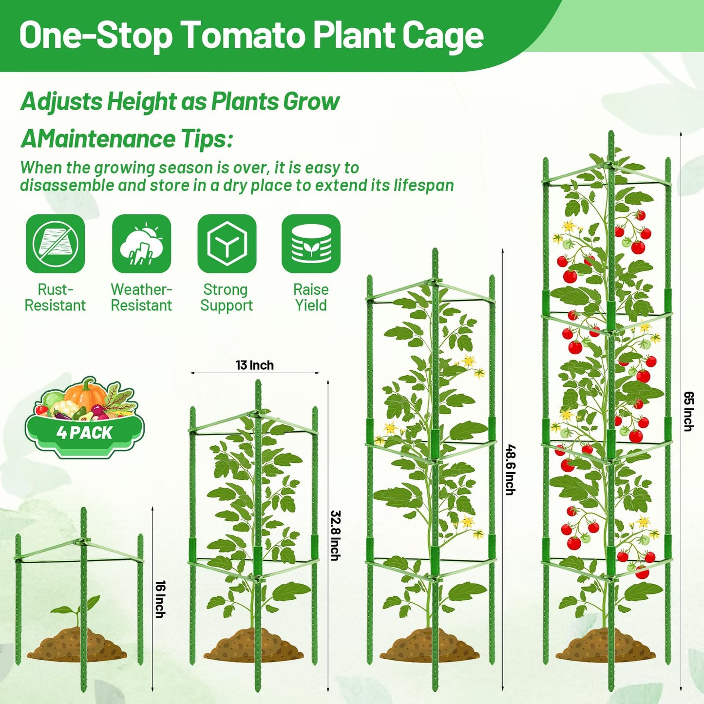 Legigo 4 Pack Tomato Cages with 10 Gallon Grow Bags- 48 Inch Tomato Trellis Planter Plant Support Stakes, Tomato Plant Cage Garden Trellis for Vertical Climbing Plants Vegetables Flowers Fruits