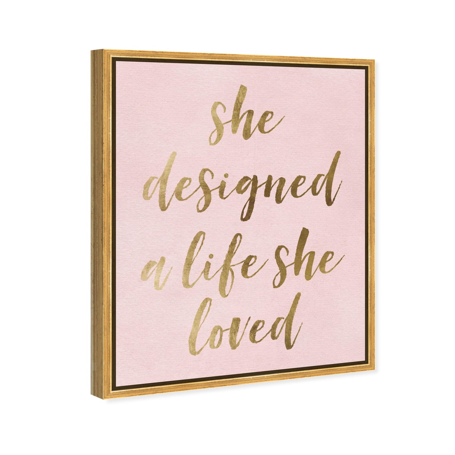 The Oliver Gal Artist Co. Typography and Quotes Wall Art Framed Canvas Prints 'A Life She Loved Blush' Empowered Women Quotes and Sayings