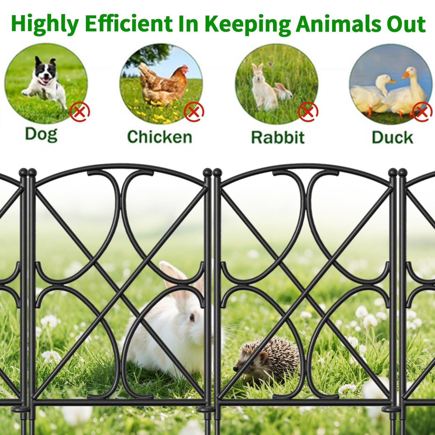 AMAGABELI GARDEN & HOME 10 Panels 24in(H)×10ft(L) Decorative Garden Fences and Borders for Dogs Rustproof Metal No Dig Fence Panels Garden Edging Border for Animal Barrier Flower Beds Yard Patio