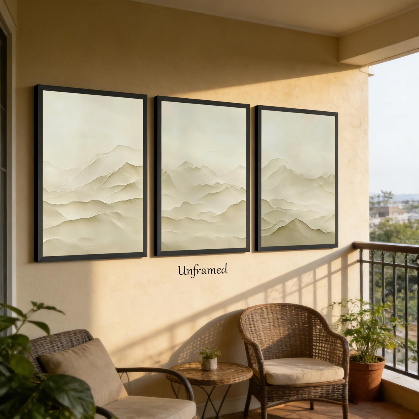 3D Textured Abstract Mountains Wall Art Set of 3 Neutral Nature Scenery Painting Wall Decor Modern Minimalist Textured Mountains Poster Print Artwork for Office Living room Study Home Decoration