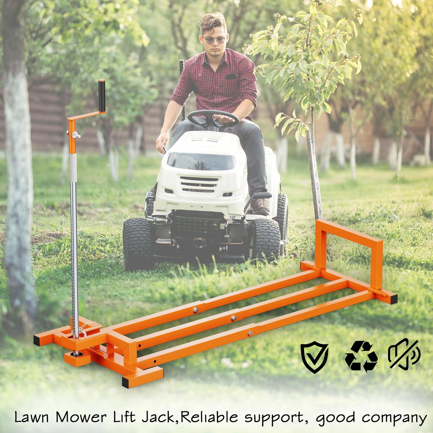 Lawn Mower Lift Jack, 1000 lbs Load Capacity Heavy Duty Riding Mower Lift, Adjustable Height Tractor Jack for Garden & Yard Maintenance, Blade Maintenance, Cleaning & Repair