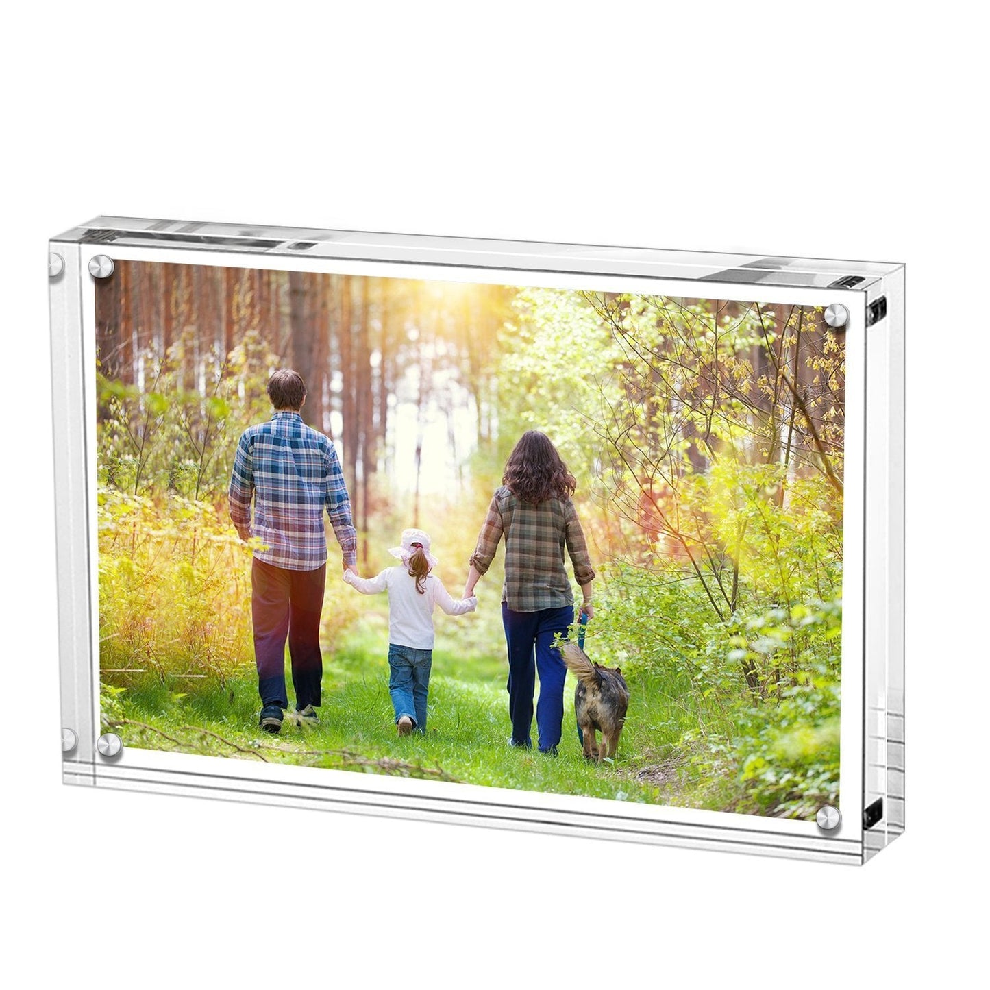 Boxalls Acrylic Photo Frame 9 x 13 cm (3.5 x 5 inch), Double Sided Picture Frame with Magnetic, Clear Frameless Desktop Photo Block