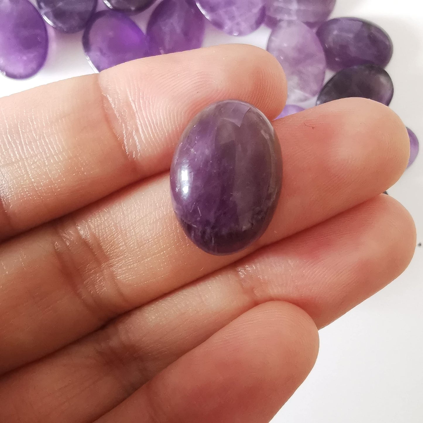 Loveliome 18x13mm Oval Cabochons Flatback Crystal Stone Gemstones Beads for Jewelry Making DIY Pack of 10, Amethyst