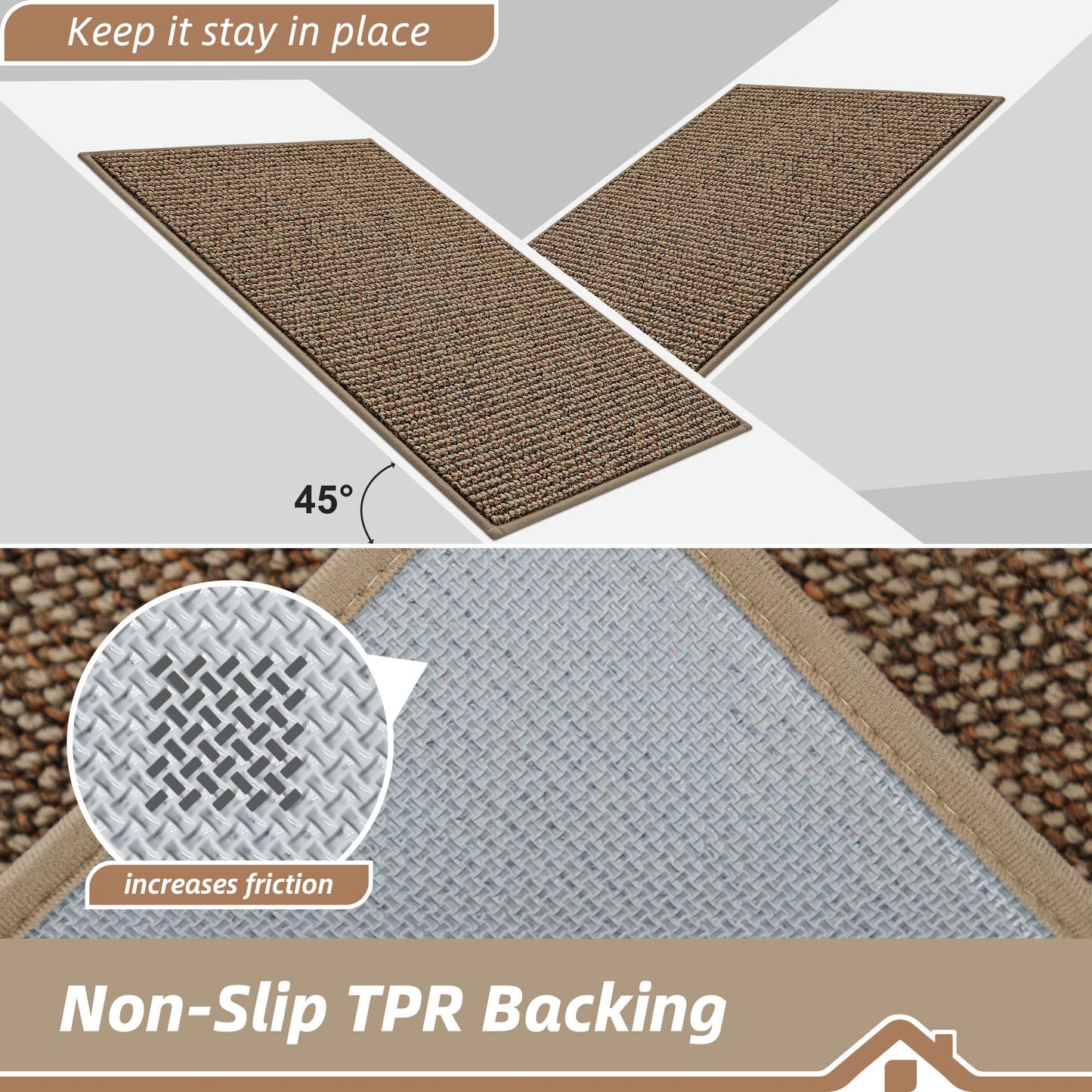 BEQHAUSE Dirt Trapper Door Mat 36" x 60", Non-Slip Washable Doormats Entrance Mat, Dirt Resistant and Absorbent Welcome Mat, Low Profile Floor Mats for Front Back Door and Entryway, Beige
