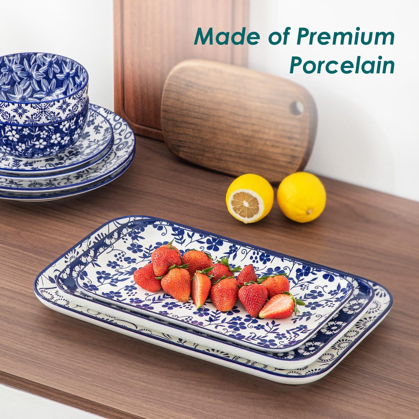 vancasso Porcelain Serving Platters Set of 3, Serving Trays for Party, Serving Dishes for Entertaining, Ceramic Trays for Serving Food, 16"/14"/12" Inch, Series SELENE