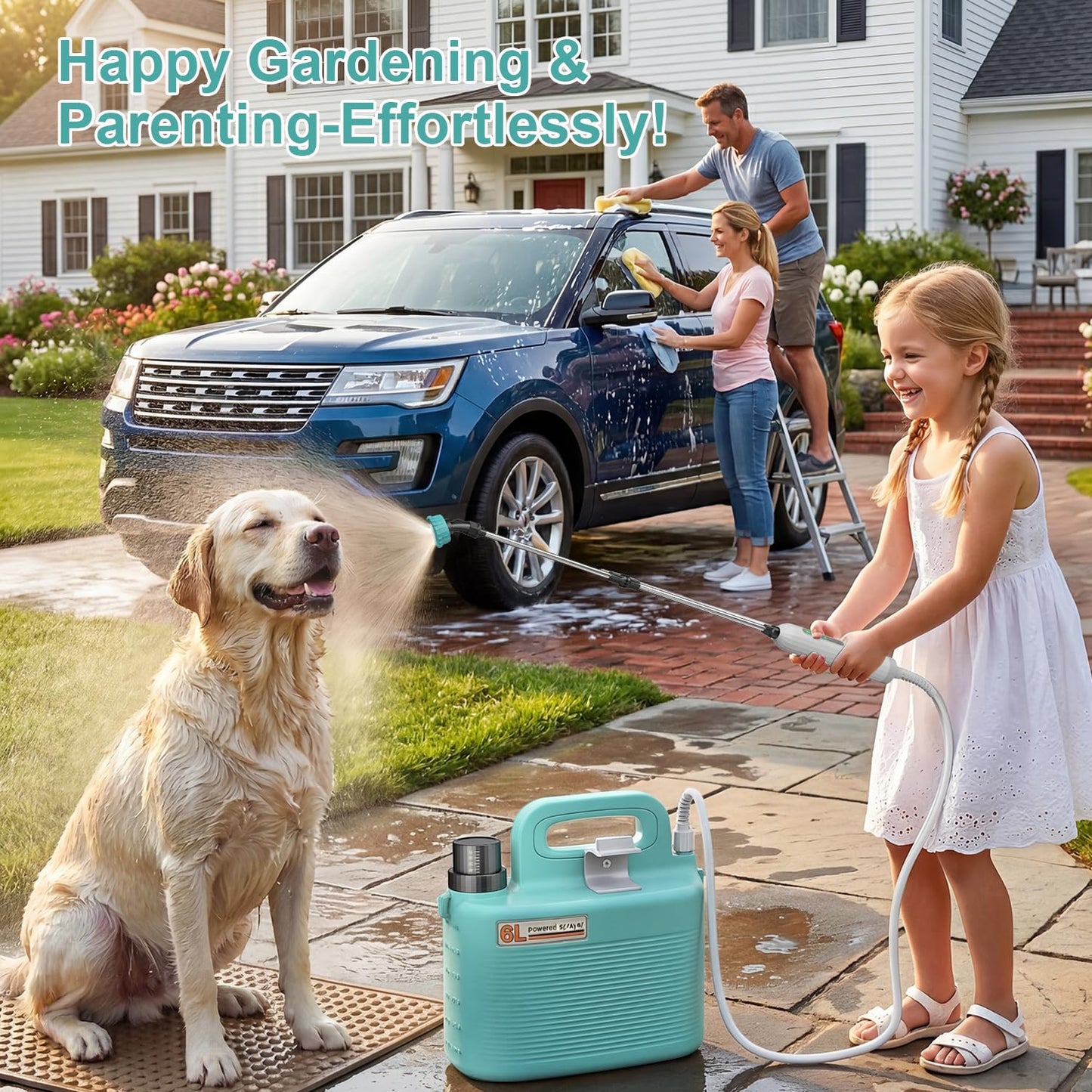 Sprayers in Lawn and Garden,Battery Powered Weed Sprayer 1.8 Gallon,Telescopic Wand,Water Hose Nozzle,Pump Sprayer,Portable Water Yard Sprayer for Weed Control,Fertilizing,Gardening