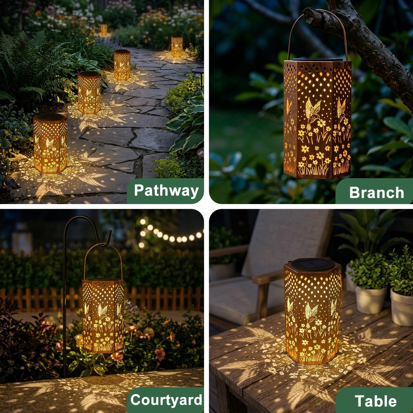 Mothers Day Gifts for Mom Grandma - Birthday Gifts for Women, Hummingbird Solar Lanterns Outdoor Waterproof, Garden Decor for Outside