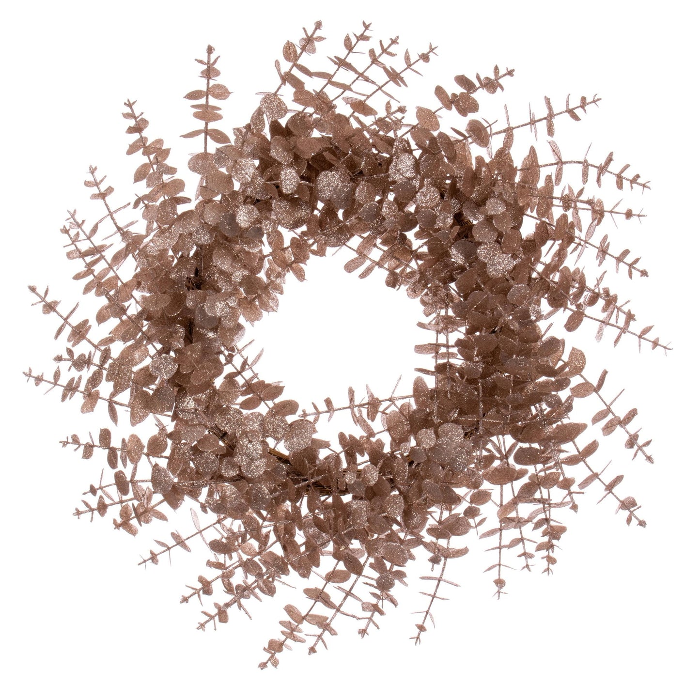 Vickerman 24" Cafe Latte Artificial Eucalyptus Glitter Wreath.