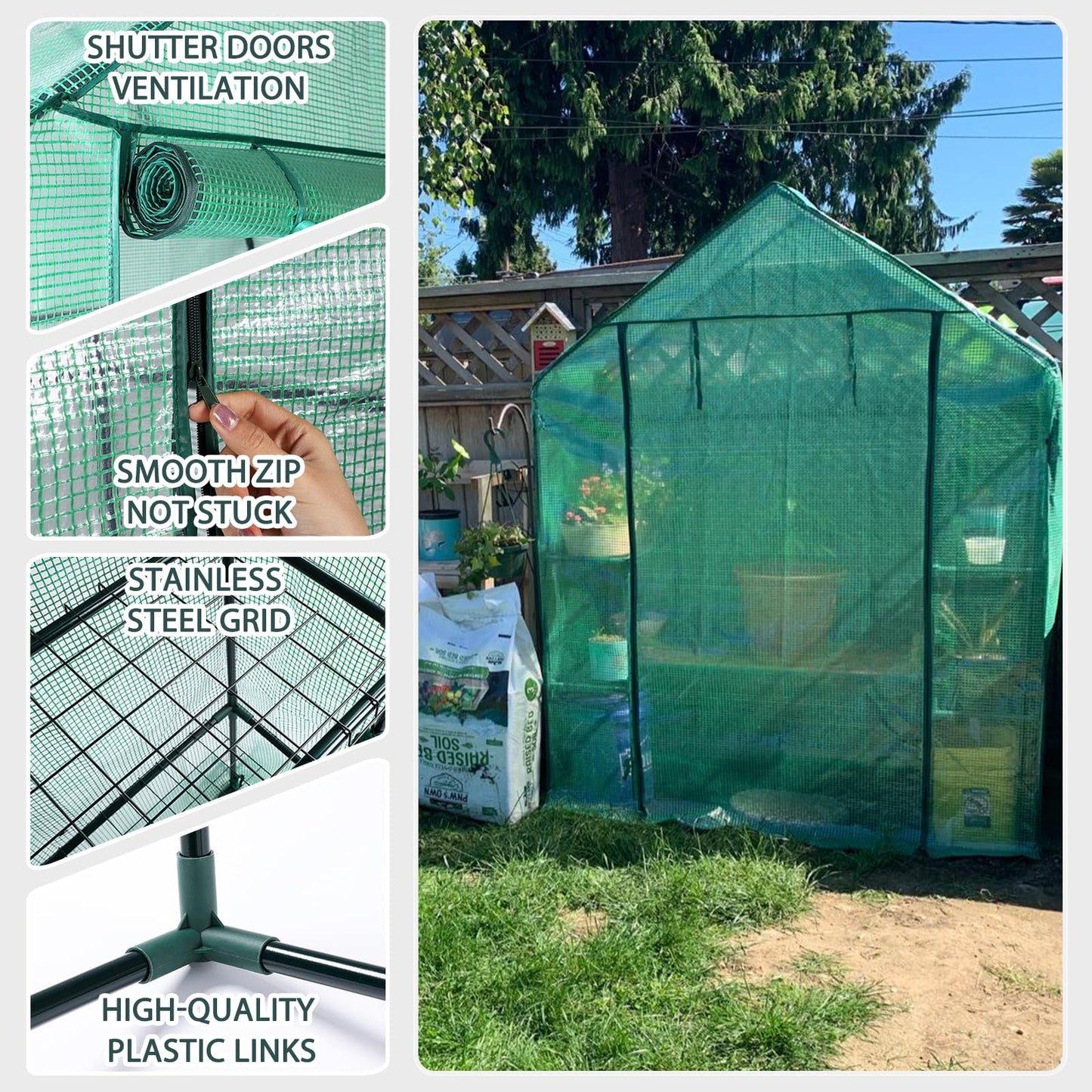 KOKSRY Mini Greenhouse,Greenhouses for Outdoors,Portable Walk in Green House for Garden Plants that Need Frost Protection and Away from Pests, Animals(56"x30"x76")-Green