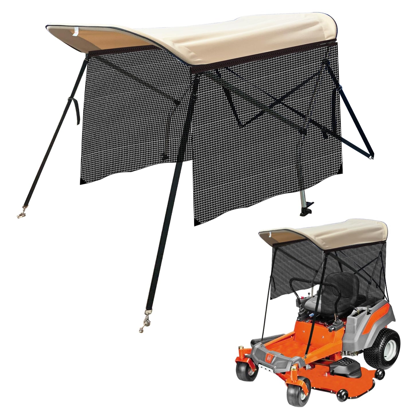 SUONE Zero Turn Lawn Mower Sun Shade Canopy,Equipped with Left and Right Blackout Curtains for Fits John Deere Kubota Bad Boys,Cub Cadet Troy Bilt and Other Brands UV Protection