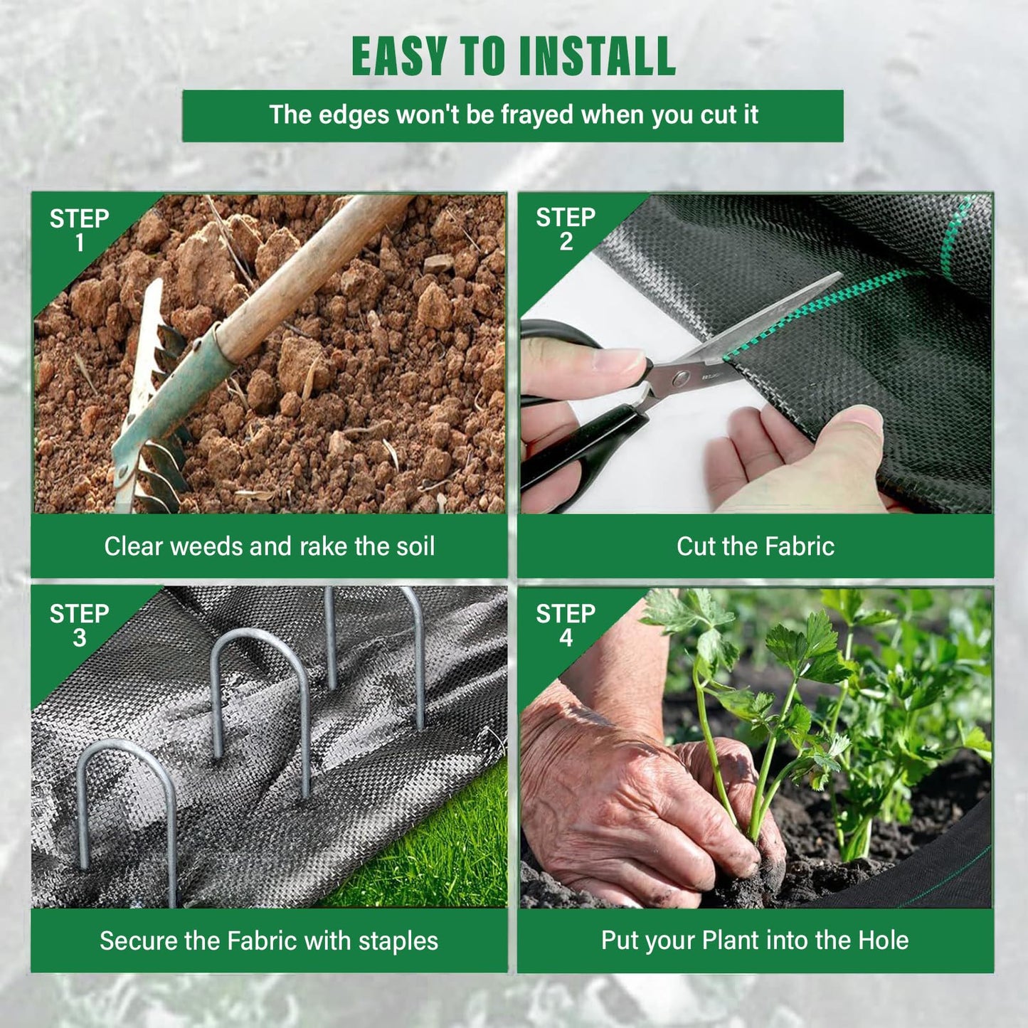 luckybao 3ft*100ft Landscape Fabric,Weed Barrier Fabric,3.2oz Heavy Duty Weed Blocker Fabric,Weed Contorl for Underlayment,Gardening Weed Mat-Durable,Easy Installation