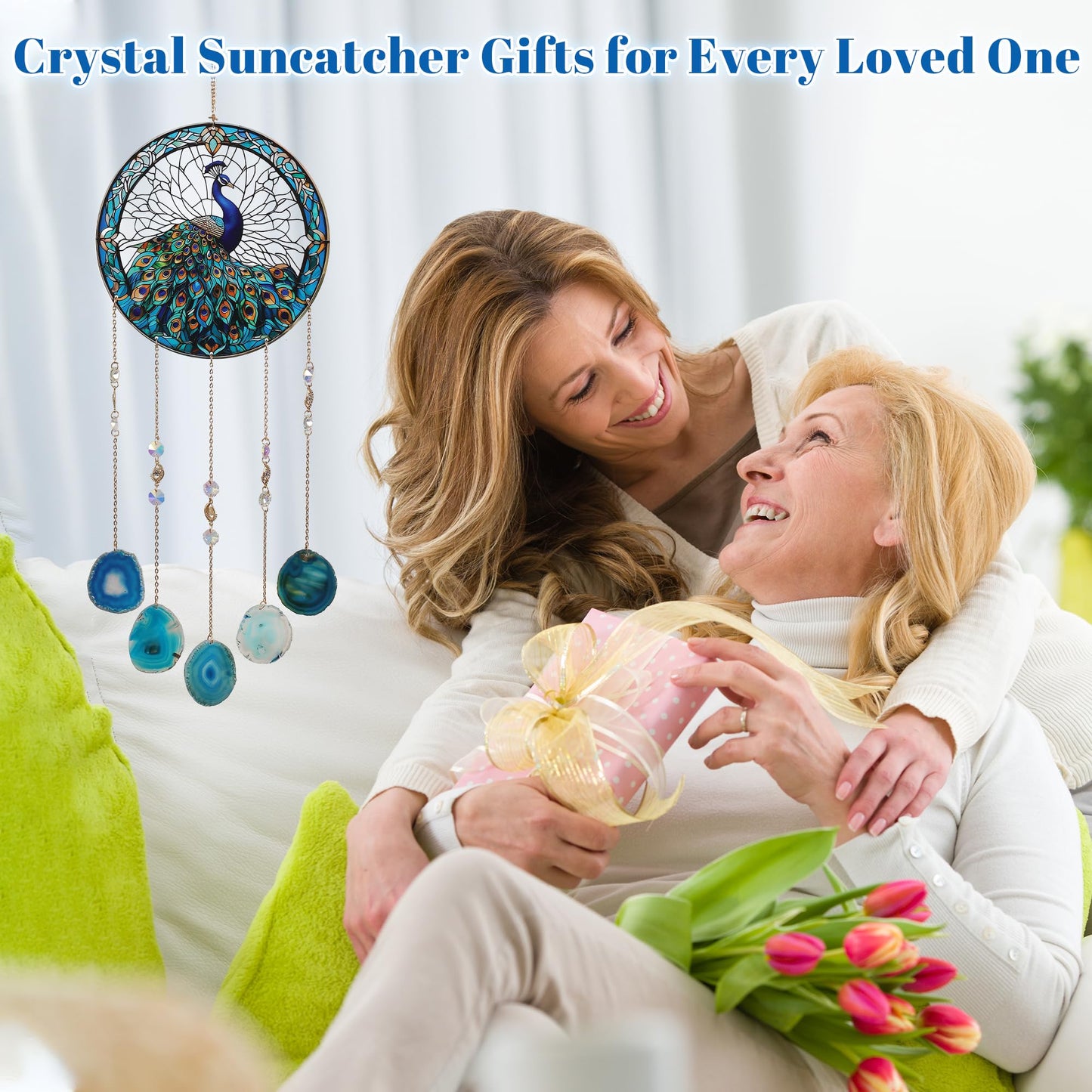 Acrylic Peacock Decor，Crystal Window Suncatcher Hanging Decorations Rainbow Sun Catchers Indoor Window Hanging Wall Home Garden Decor Peacock Gifts for Women