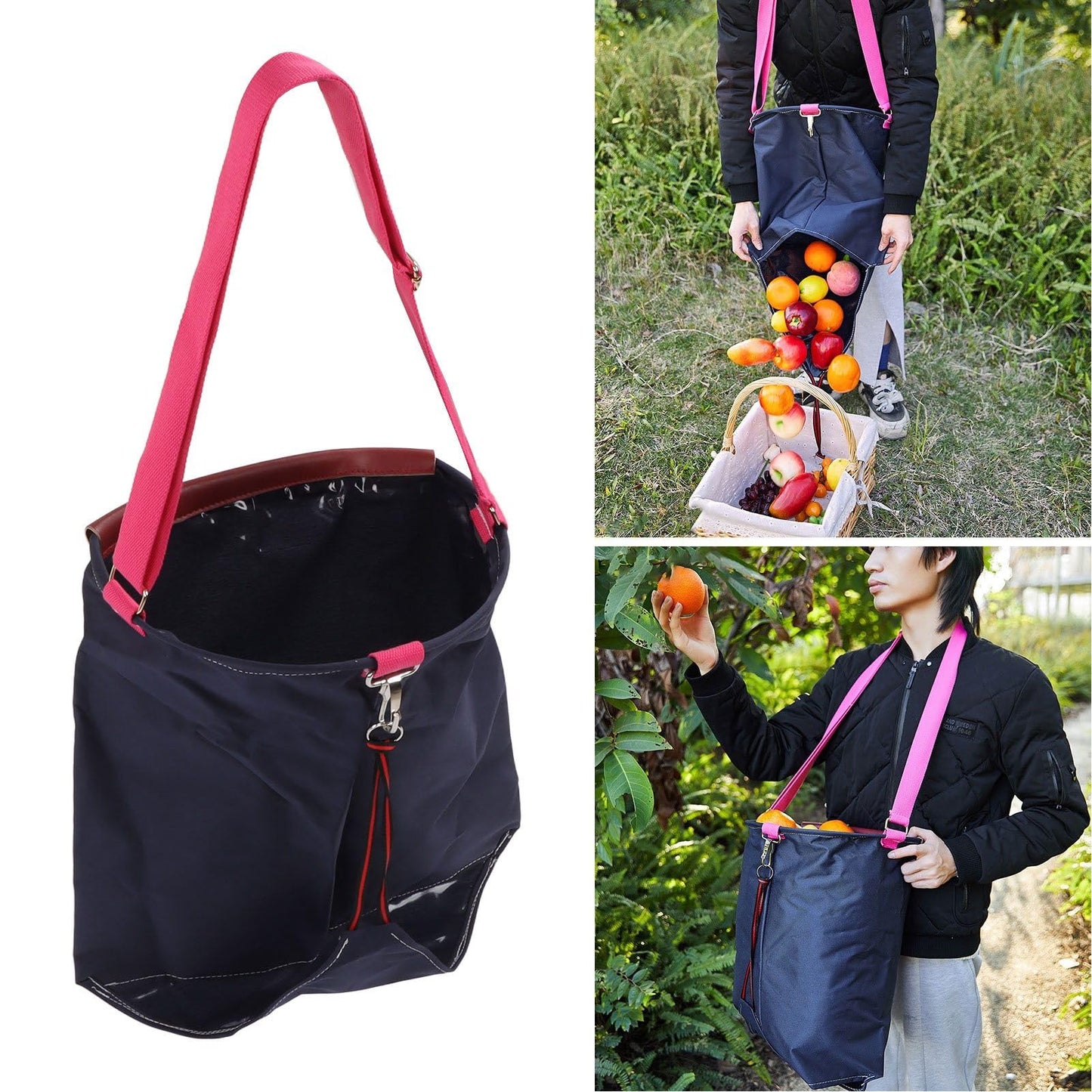VBESTLIFE Fruit Picking Bag, 600D Oxford Cloth Harvest Fruit Vegetable Picking Bag Garden Apron for Outdoor Orchard Farm