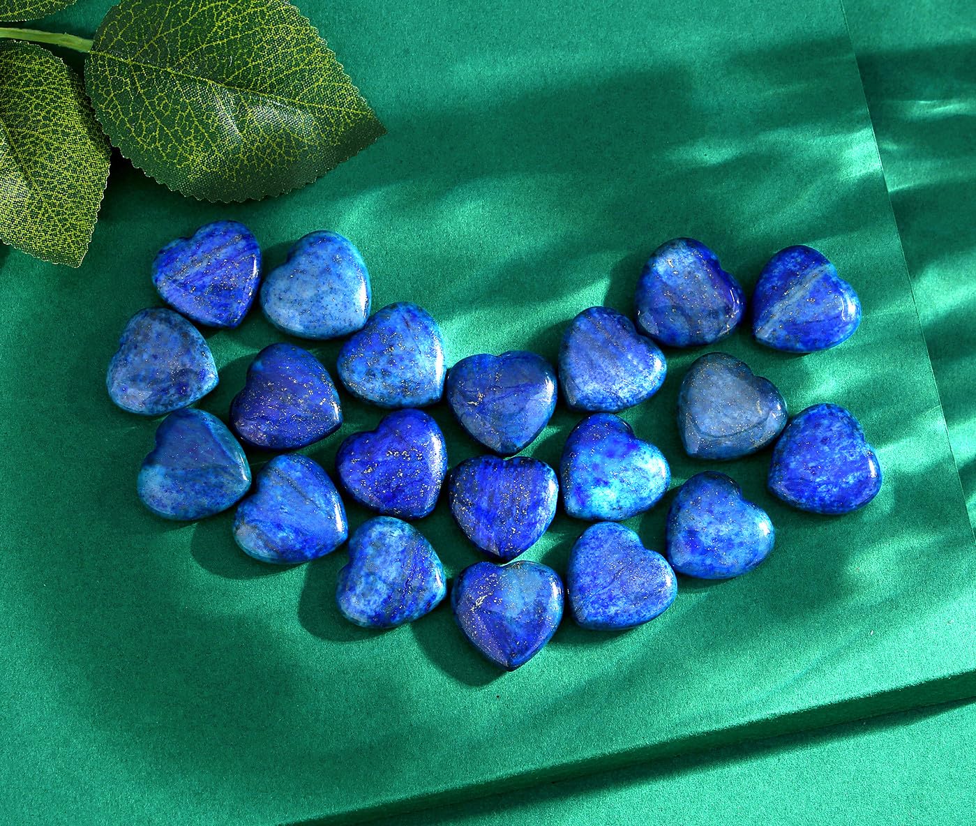 QINJIEJIE 20PCS Lapis Lazuli Heart Stones Crystals Bulk Love Shaped Worry Stone Heart Rock Pocket Gemstones Polished Palm Gems Crystal Reiki Balancing Wholesale Cute Stone Decor Gift
