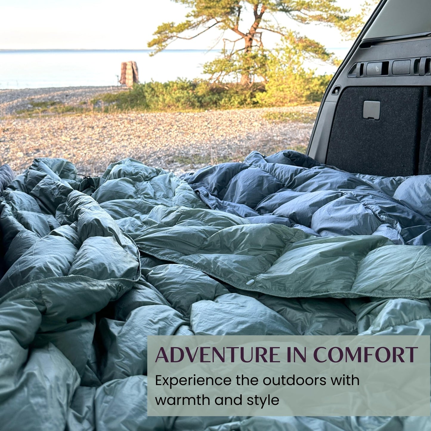 Noora North Down Camping Blanket with Footbox – Lightweight, Packable, Water Resistant Backpacking Quilt & Warm Puffy Compact Outdoor Throw – 52x77 with Stuff Sack for Stadium, Hiking & Travel